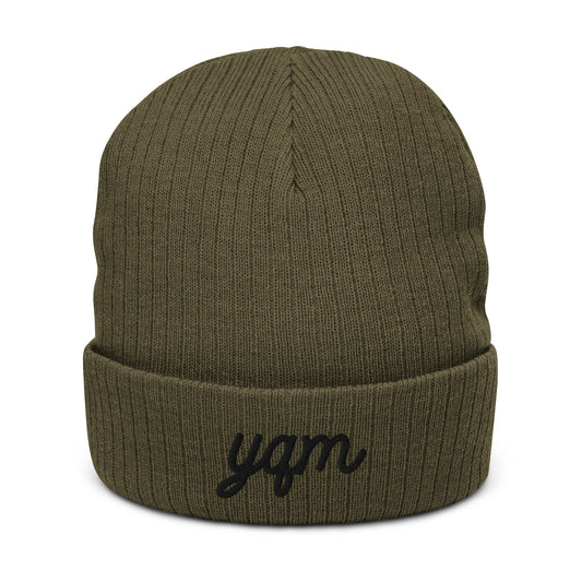Vintage Script Recycled Cuffed Beanie • YQM Moncton • YHM Designs - Image 01