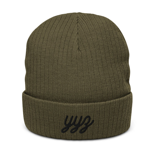 Vintage Script Recycled Cuffed Beanie • YYZ Toronto • YHM Designs - Image 01