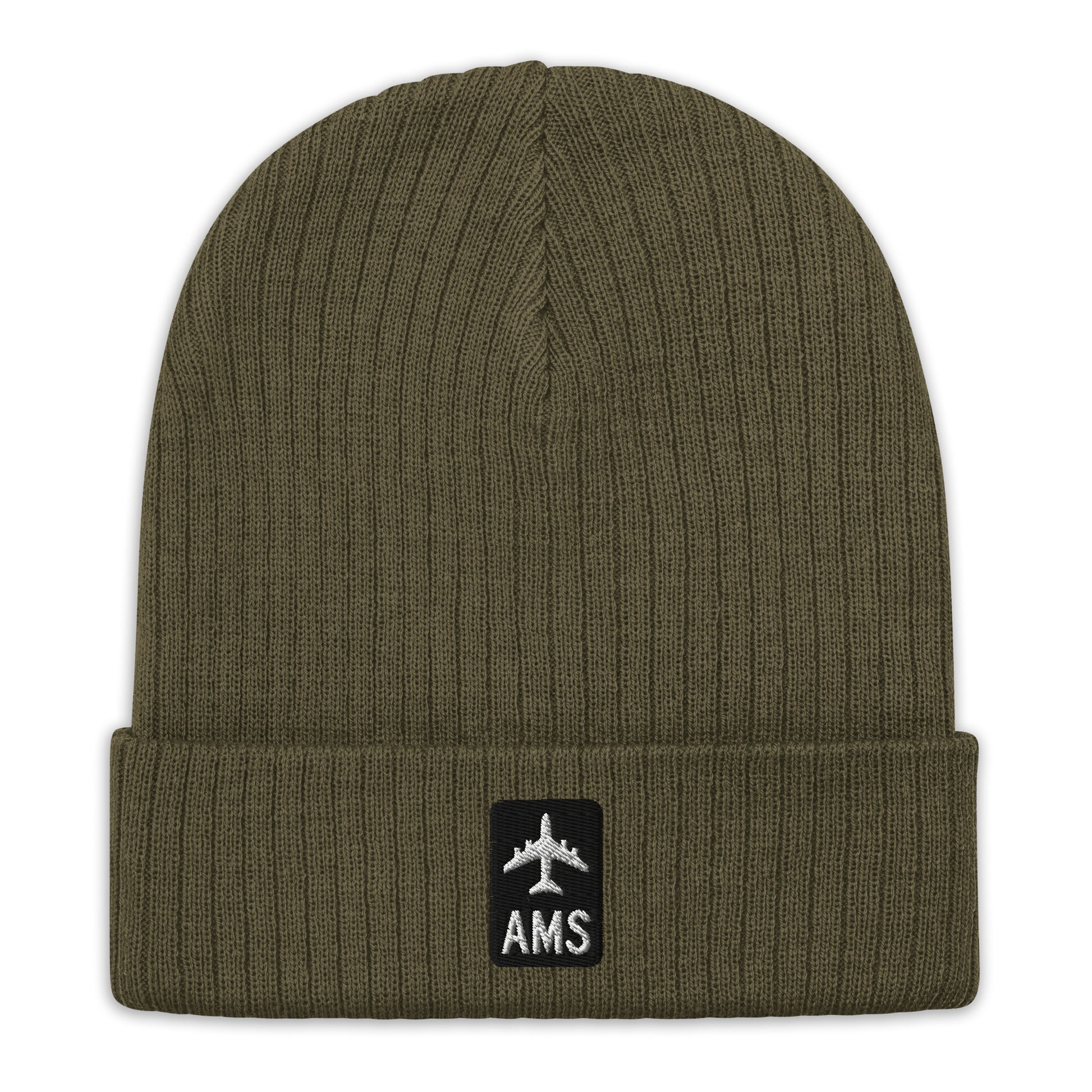 Jetliner Ribbed Knit Beanie • Black/White • AMS Amsterdam • YHM Designs - Image 07