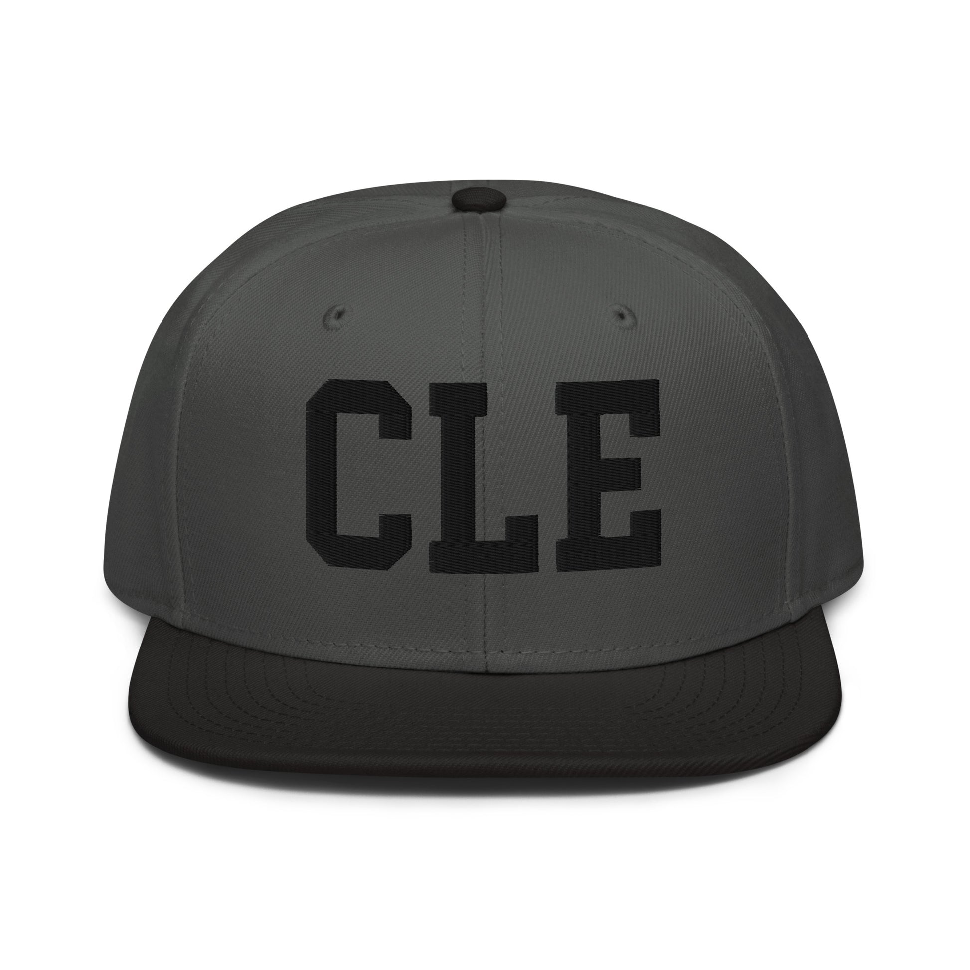 College-Style Wool-Blend Snapback Hat • Black • CLE Cleveland • YHM Designs - Image 11
