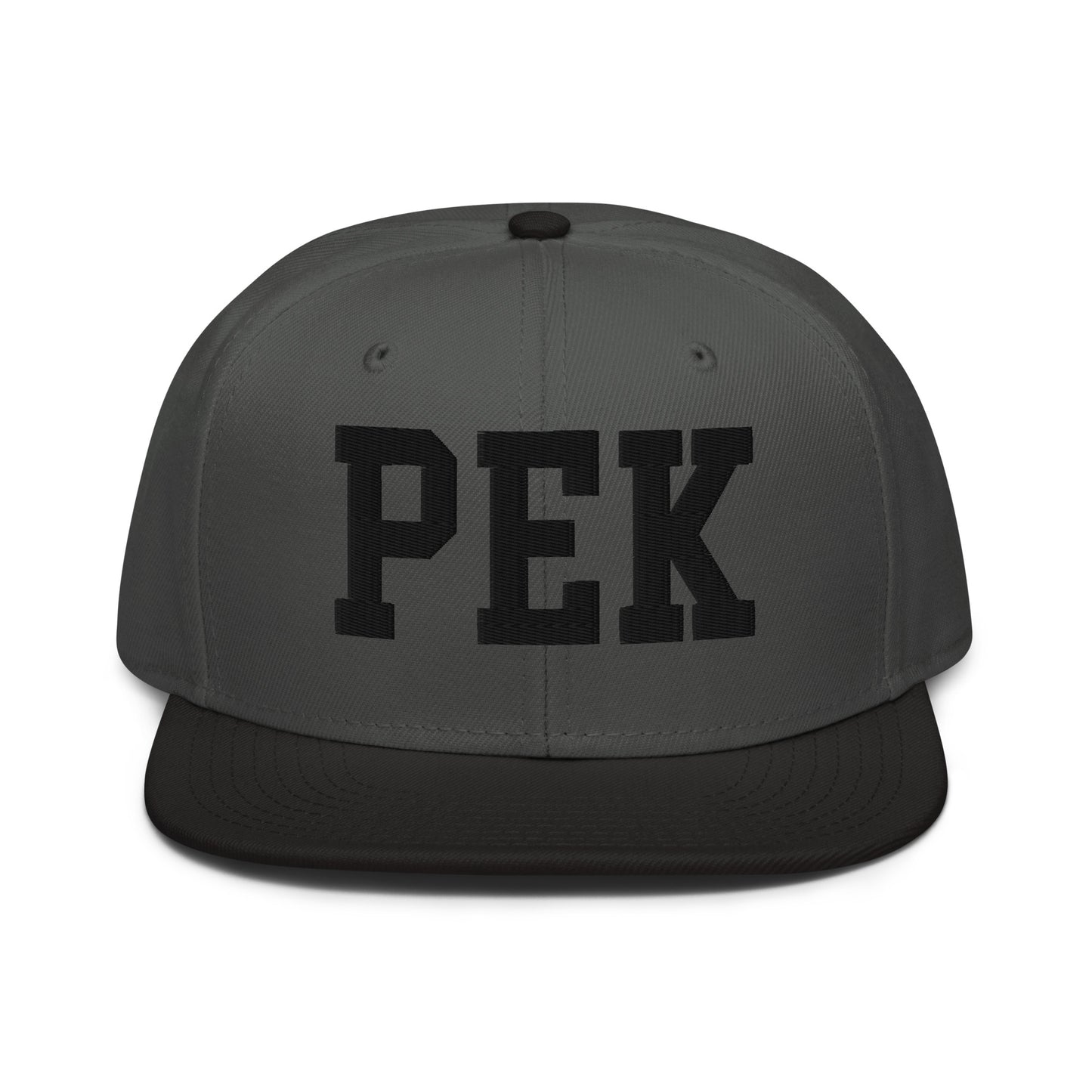 College-Style Wool-Blend Snapback Hat • Black • PEK Beijing • YHM Designs - Image 11