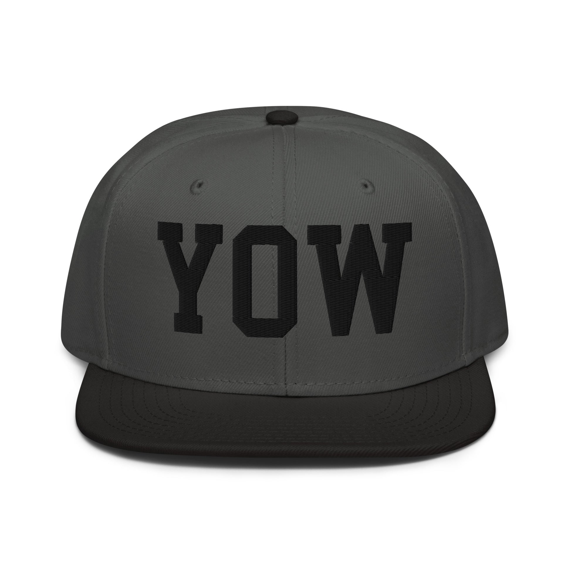 College-Style Wool-Blend Snapback Hat • Black • YOW Ottawa • YHM Designs - Image 11