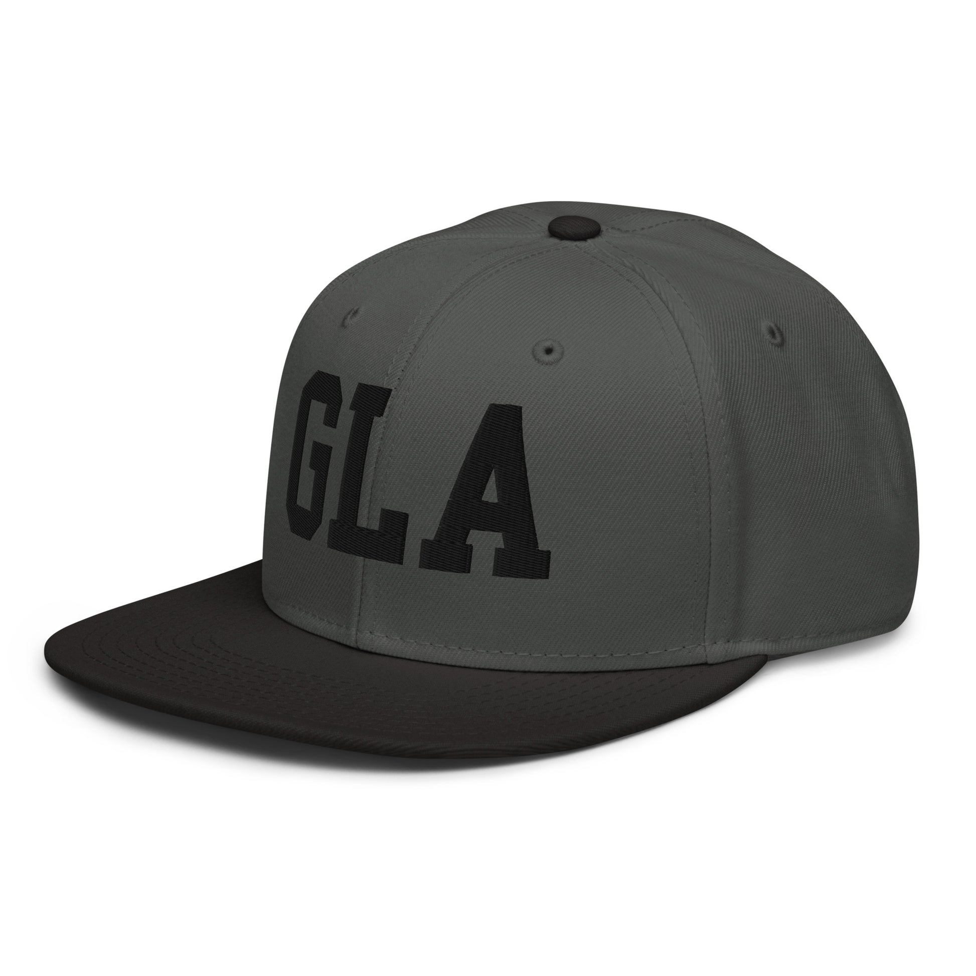 College-Style Wool-Blend Snapback Hat • Black • GLA Glasgow • YHM Designs - Image 13