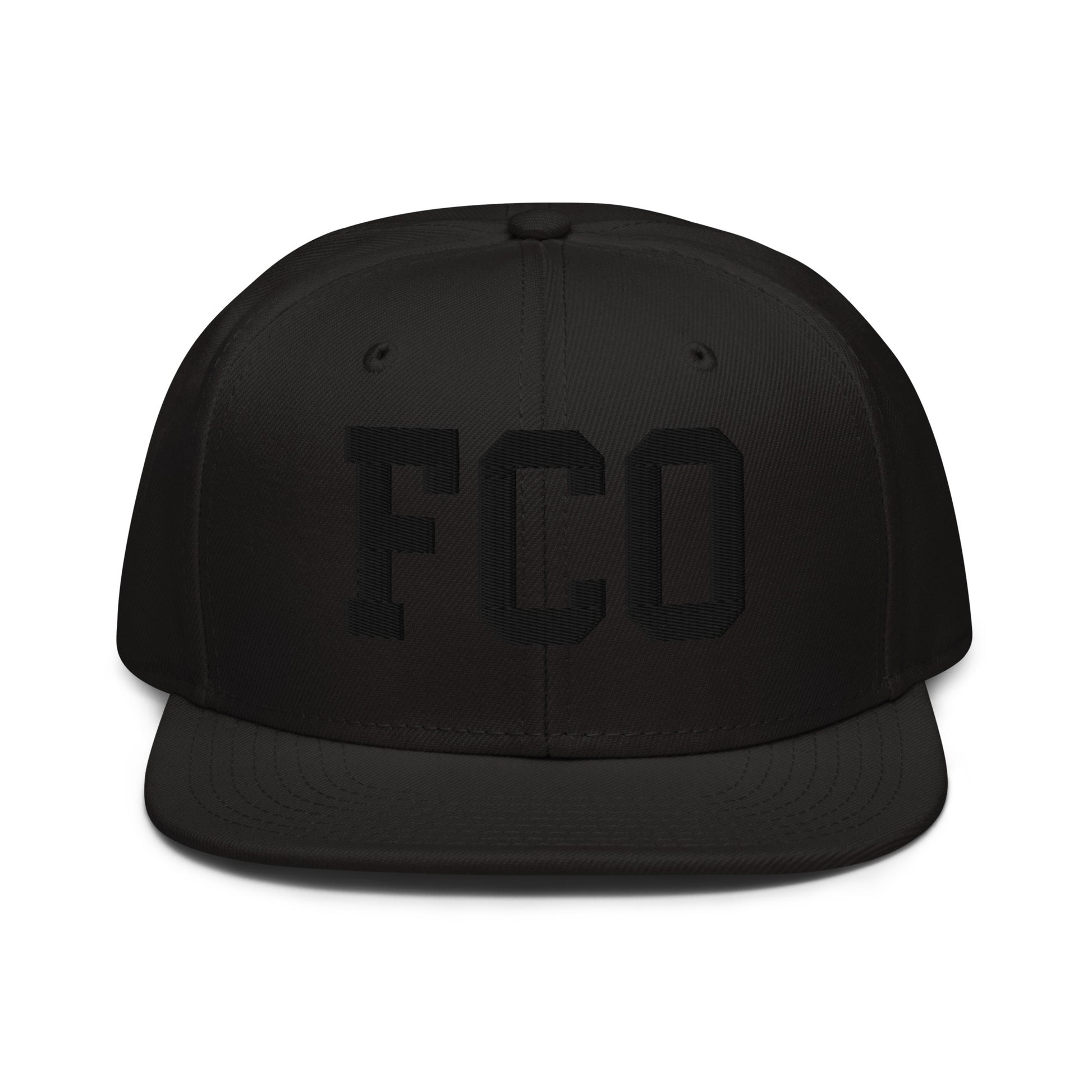 College-Style Wool-Blend Snapback Hat • Black • FCO Rome • YHM Designs - Image 07