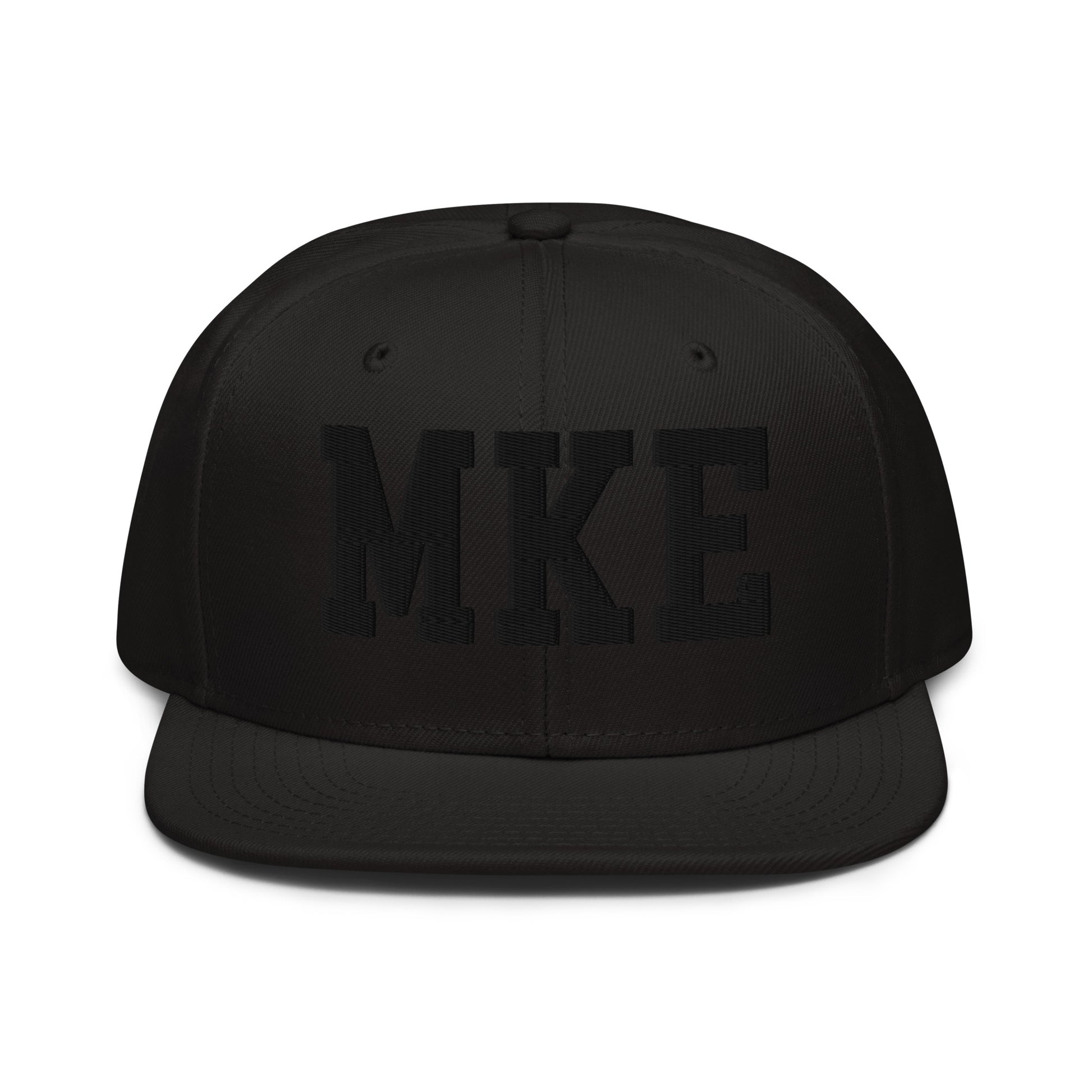 College-Style Wool-Blend Snapback Hat • Black • MKE Milwaukee • YHM Designs - Image 07