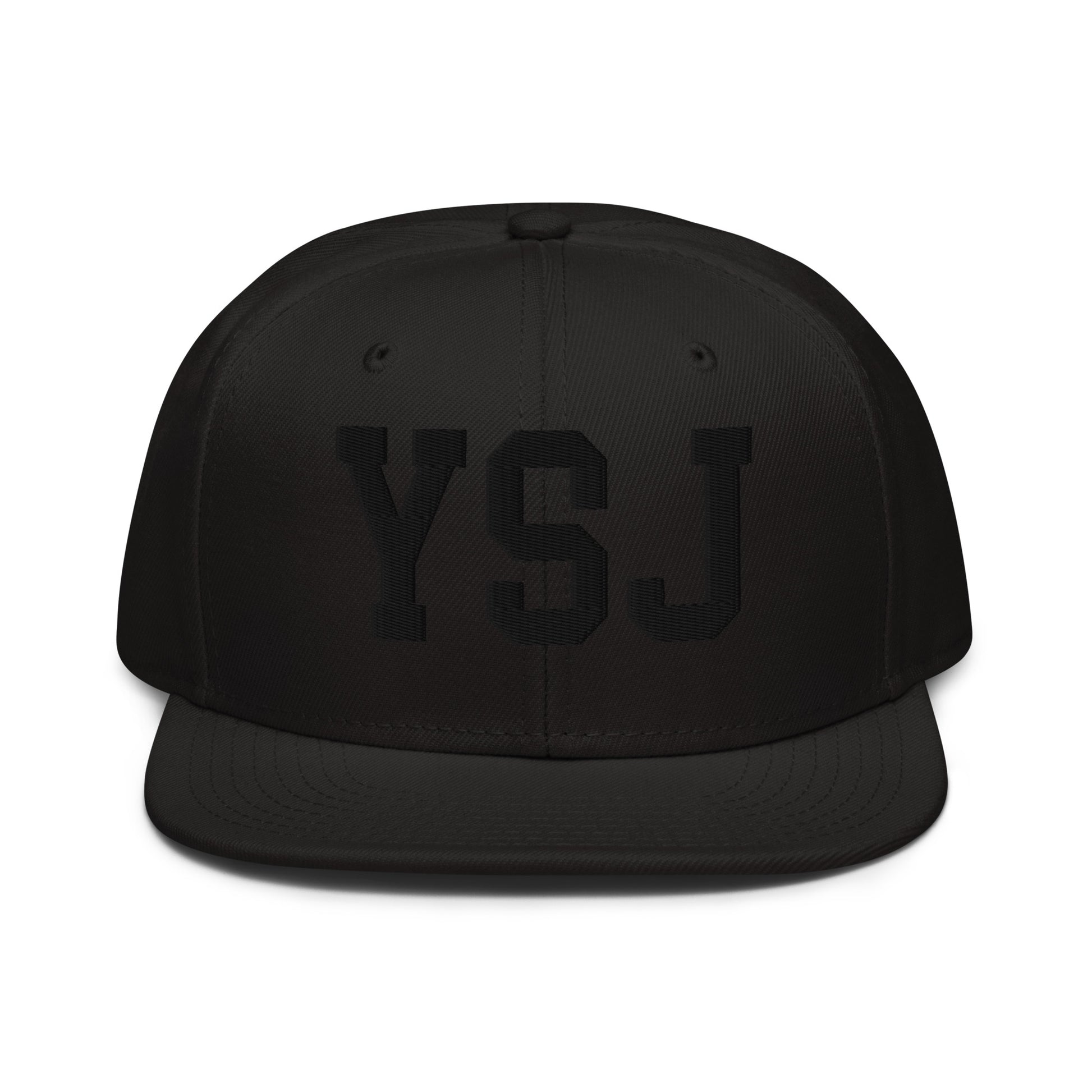 College-Style Wool-Blend Snapback Hat • Black • YSJ Saint John • YHM Designs - Image 07