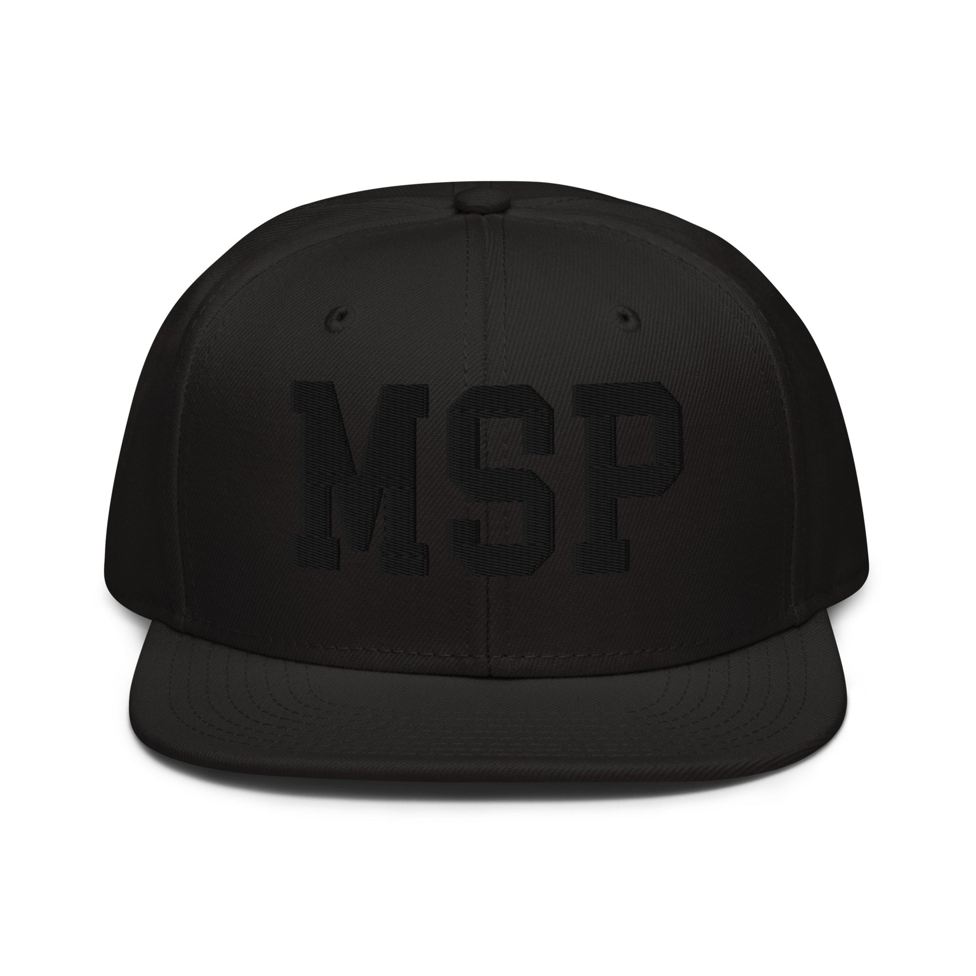 College-Style Wool-Blend Snapback Hat • Black • MSP Minneapolis • YHM Designs - Image 07