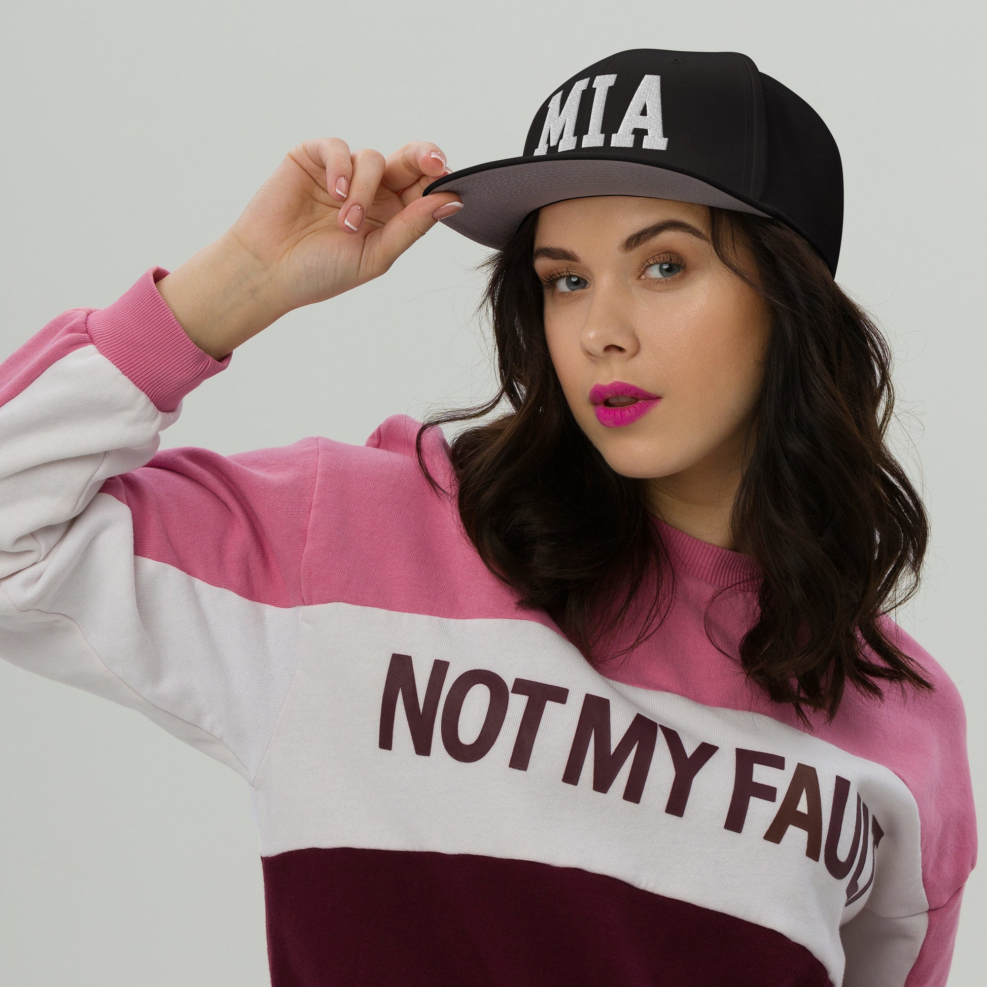 College-Style Wool-Blend Snapback Hat • White • MIA Miami • YHM Designs - Image 05