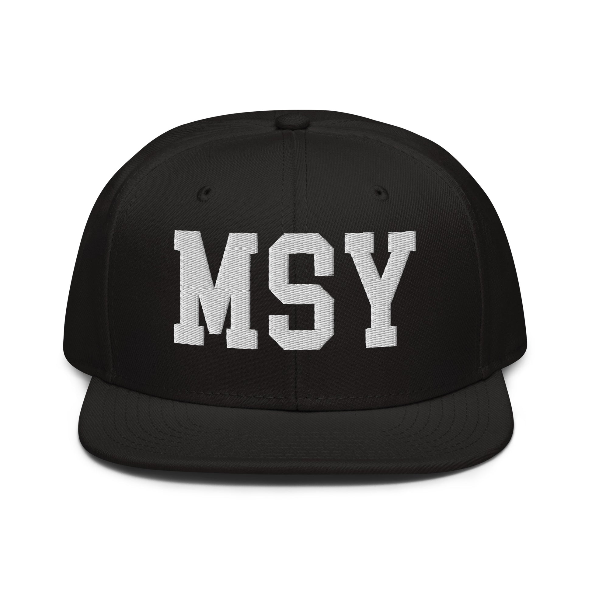 College-Style Wool-Blend Snapback Hat • White • MSY New Orleans • YHM Designs - Image 07