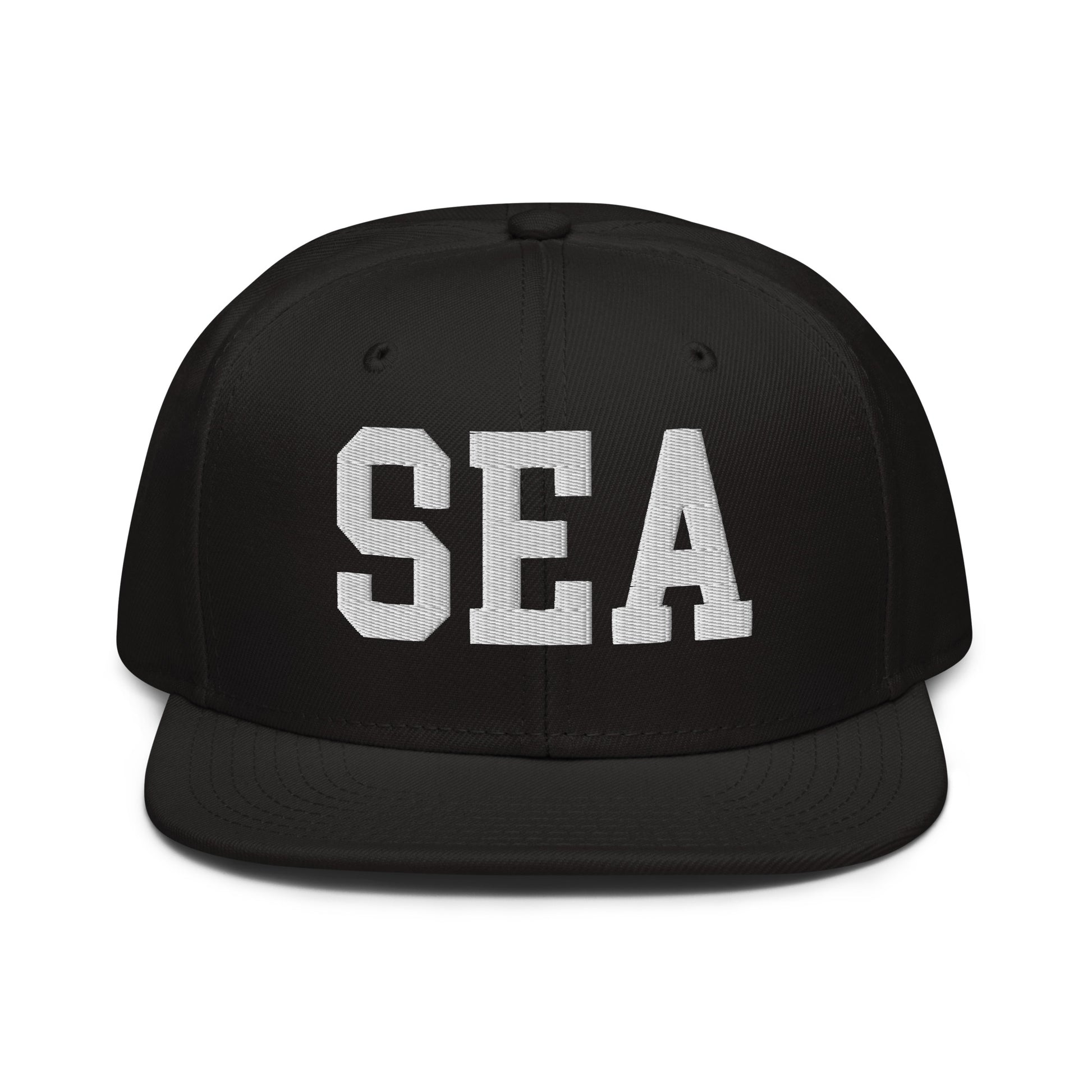 College-Style Wool-Blend Snapback Hat • White • SEA Seattle • YHM Designs - Image 07
