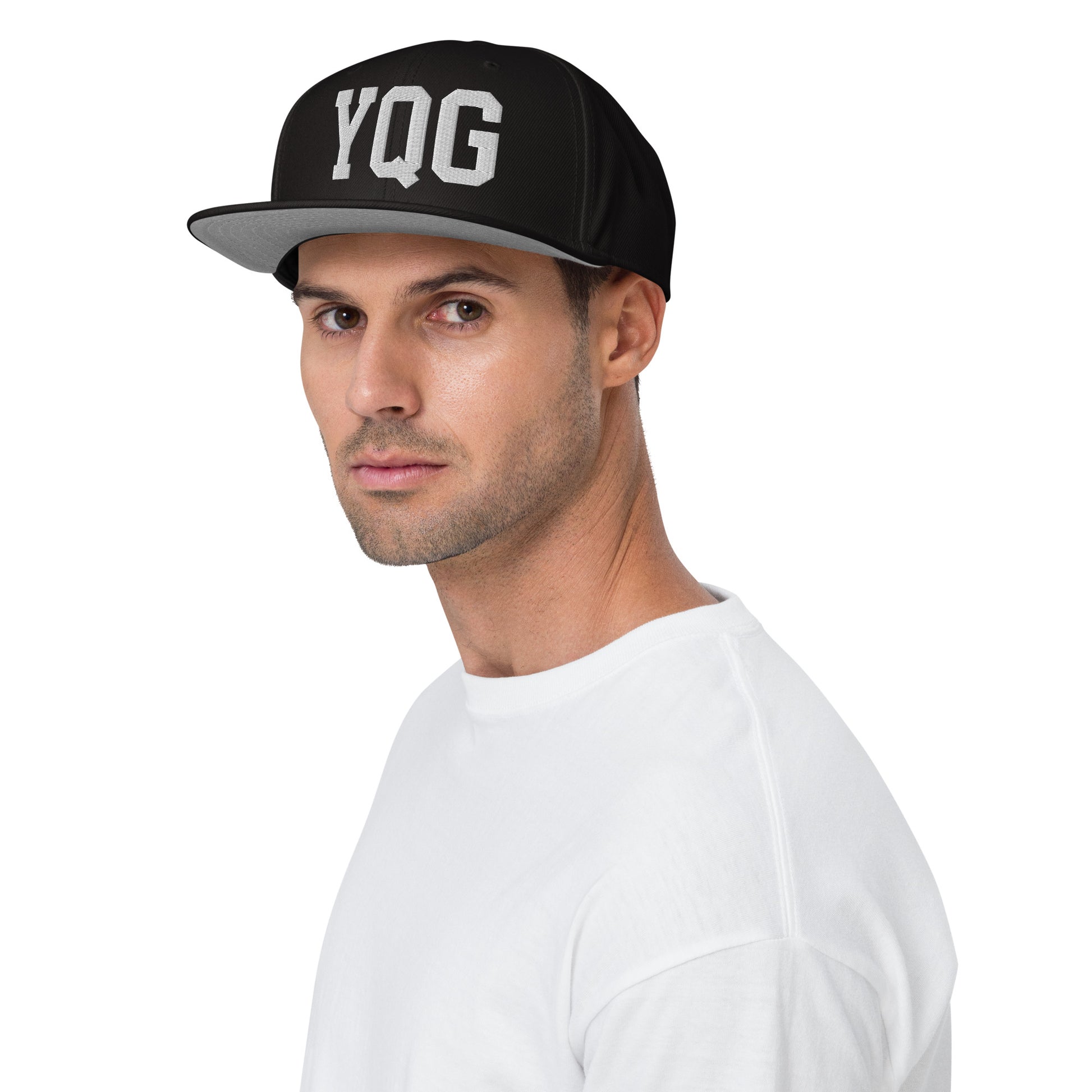 College-Style Wool-Blend Snapback Hat • White • YQG Windsor • YHM Designs - Image 03