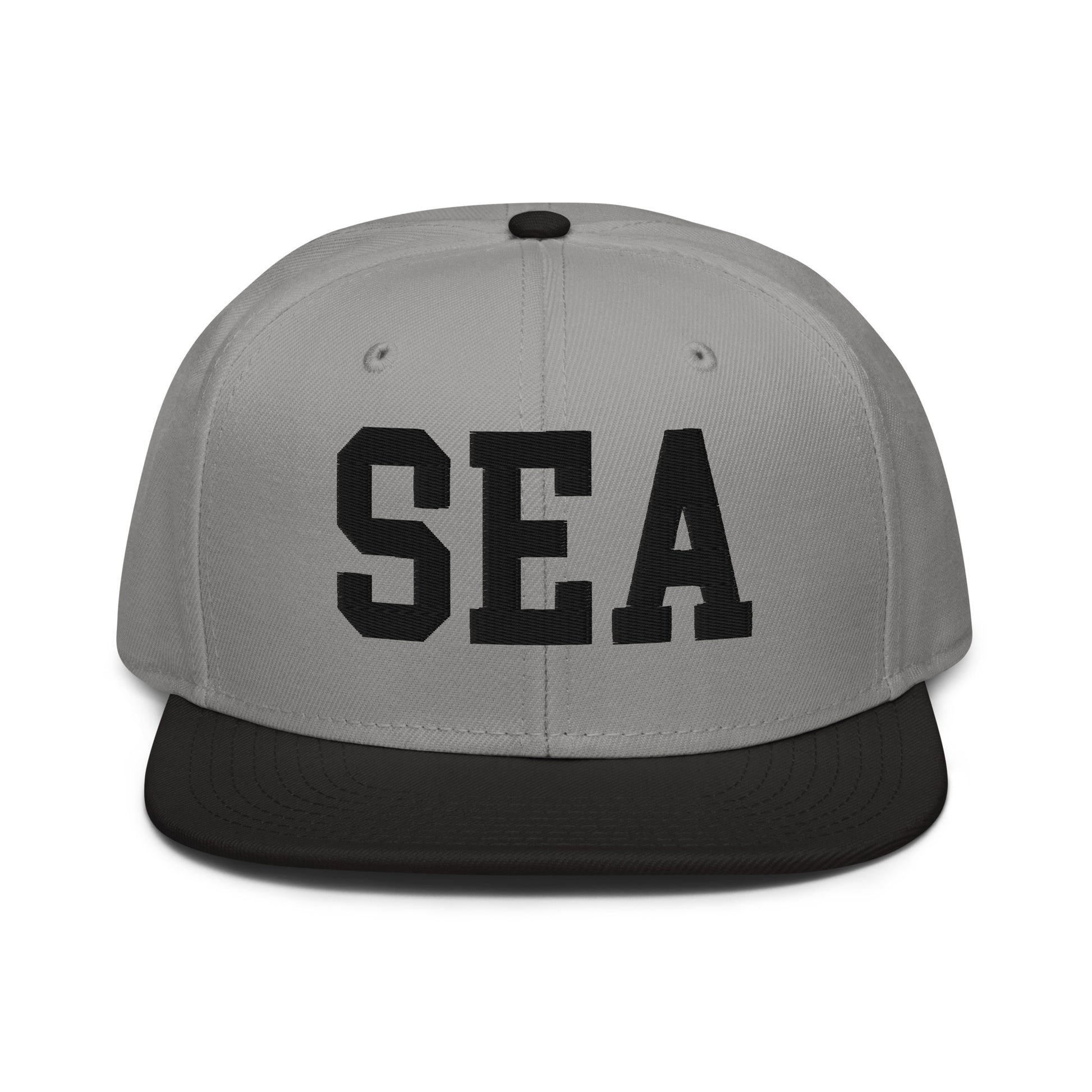 College-Style Wool-Blend Snapback Hat • Black • SEA Seattle • YHM Designs - Image 19