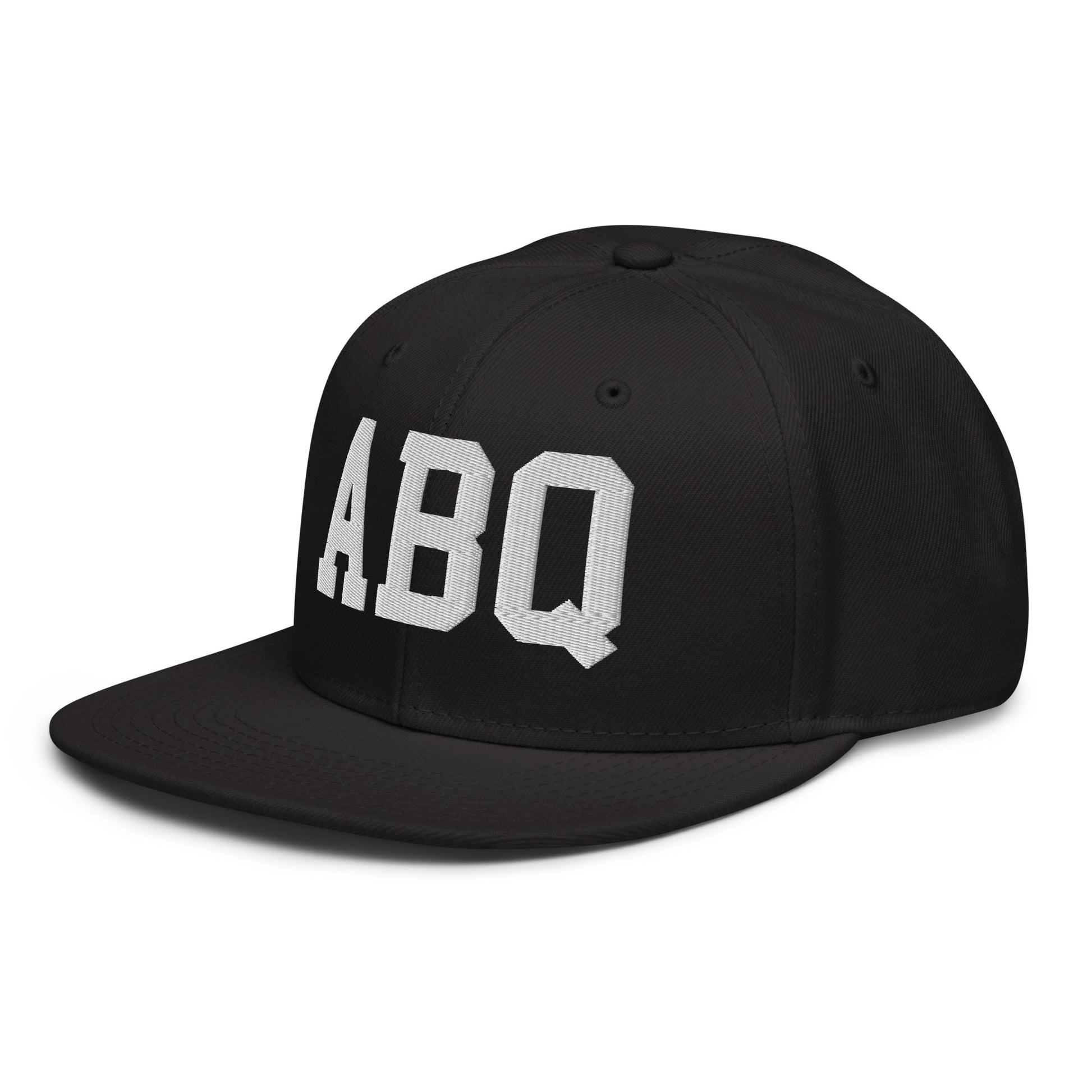 College-Style Wool-Blend Snapback Hat • White • ABQ Albuquerque • YHM Designs - Image 01