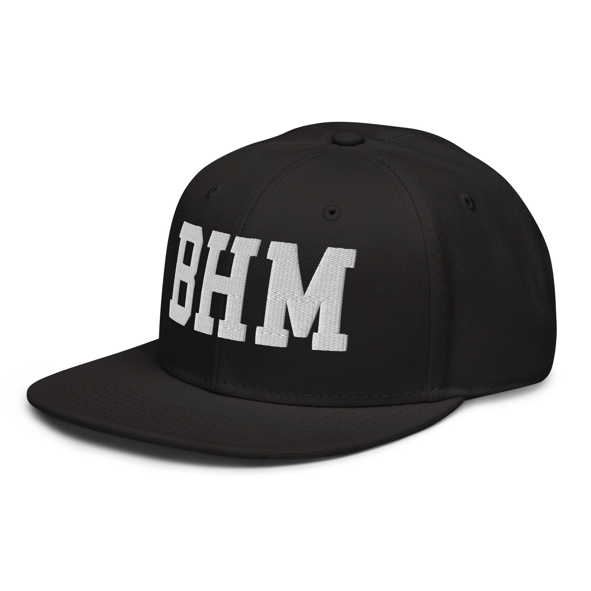 College-Style Wool-Blend Snapback Hat • White • BHM Birmingham • YHM Designs - Image 01