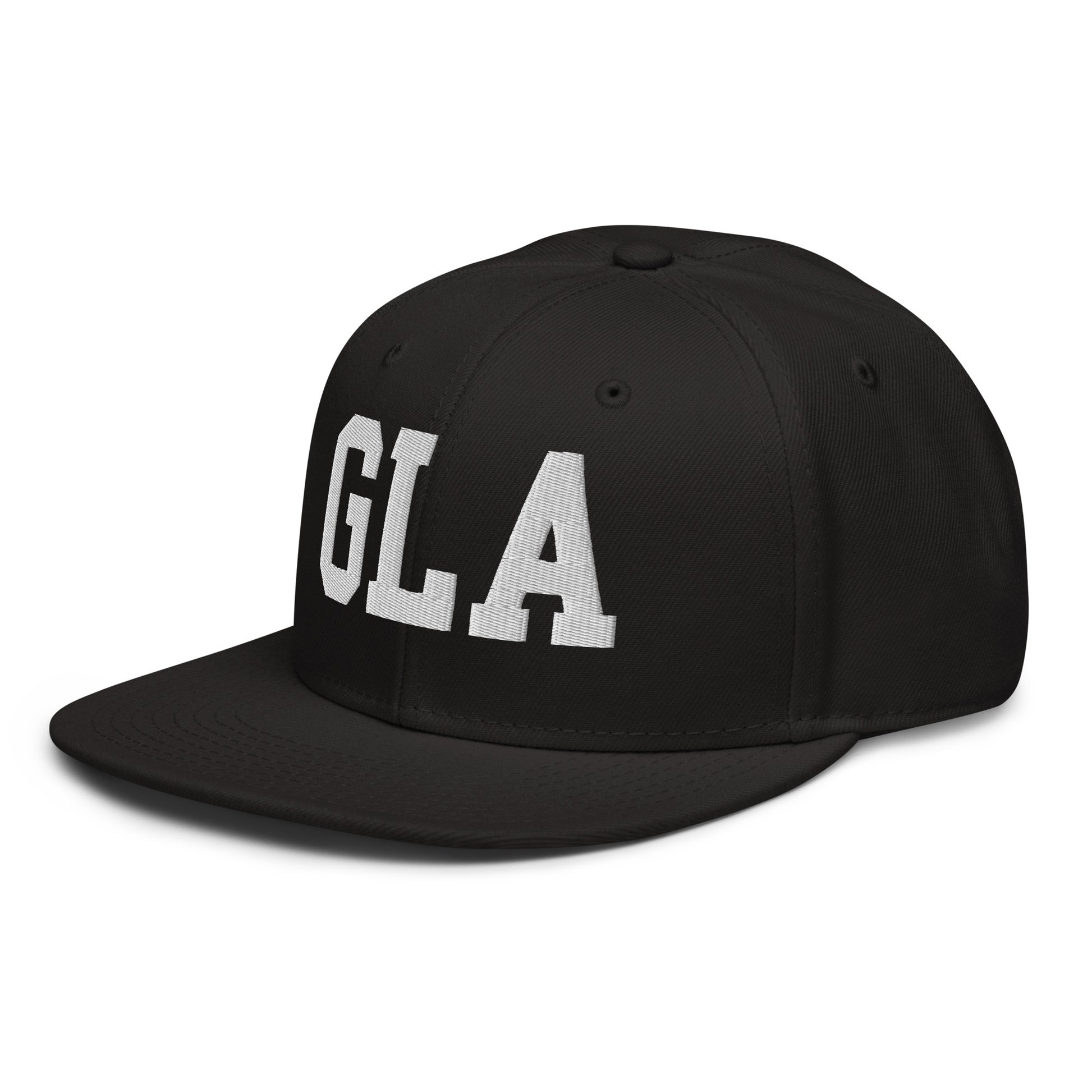 College-Style Wool-Blend Snapback Hat • White • GLA Glasgow • YHM Designs - Image 01