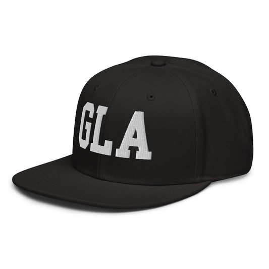 College-Style Wool-Blend Snapback Hat • White • GLA Glasgow • YHM Designs - Image 01