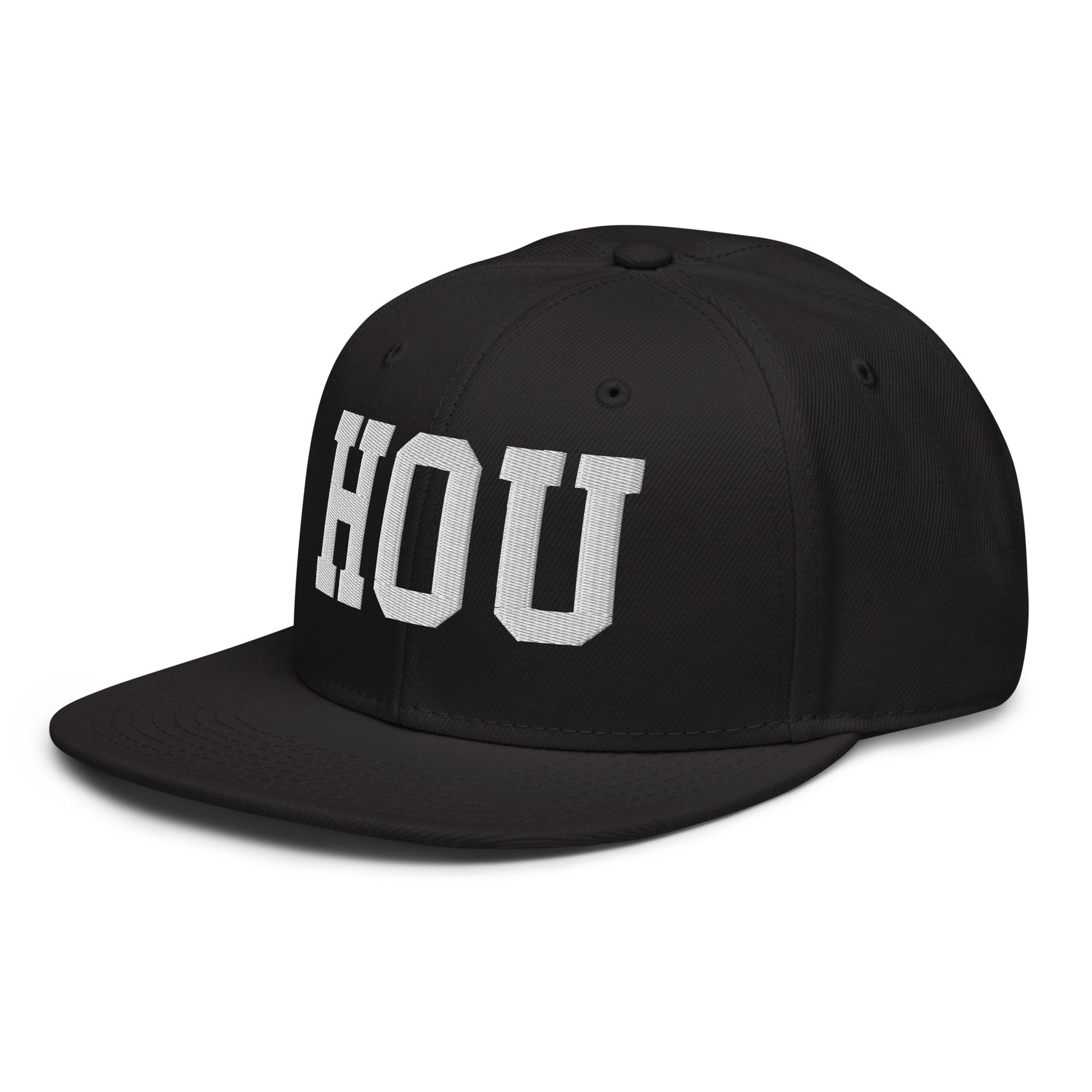 College-Style Wool-Blend Snapback Hat • White • HOU Houston • YHM Designs - Image 01