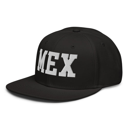 College-Style Wool-Blend Snapback Hat • White • MEX Mexico City • YHM Designs - Image 01