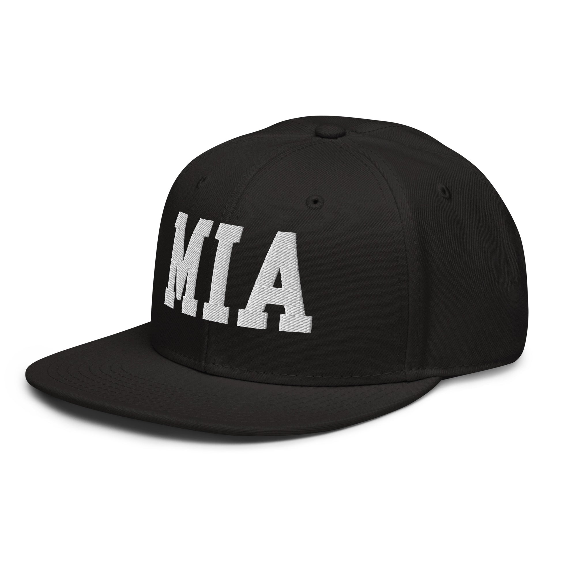 College-Style Wool-Blend Snapback Hat • White • MIA Miami • YHM Designs - Image 01