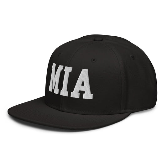 College-Style Wool-Blend Snapback Hat • White • MIA Miami • YHM Designs - Image 01