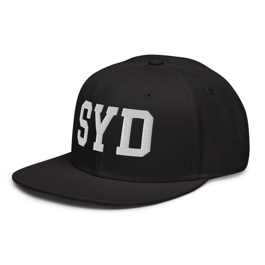 College-Style Wool-Blend Snapback Hat • White • SYD Sydney • YHM Designs - Image 01