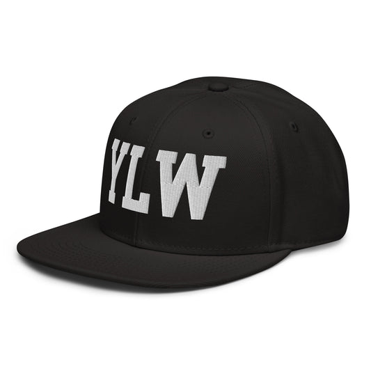 College-Style Wool-Blend Snapback Hat • White • YLW Kelowna • YHM Designs - Image 01