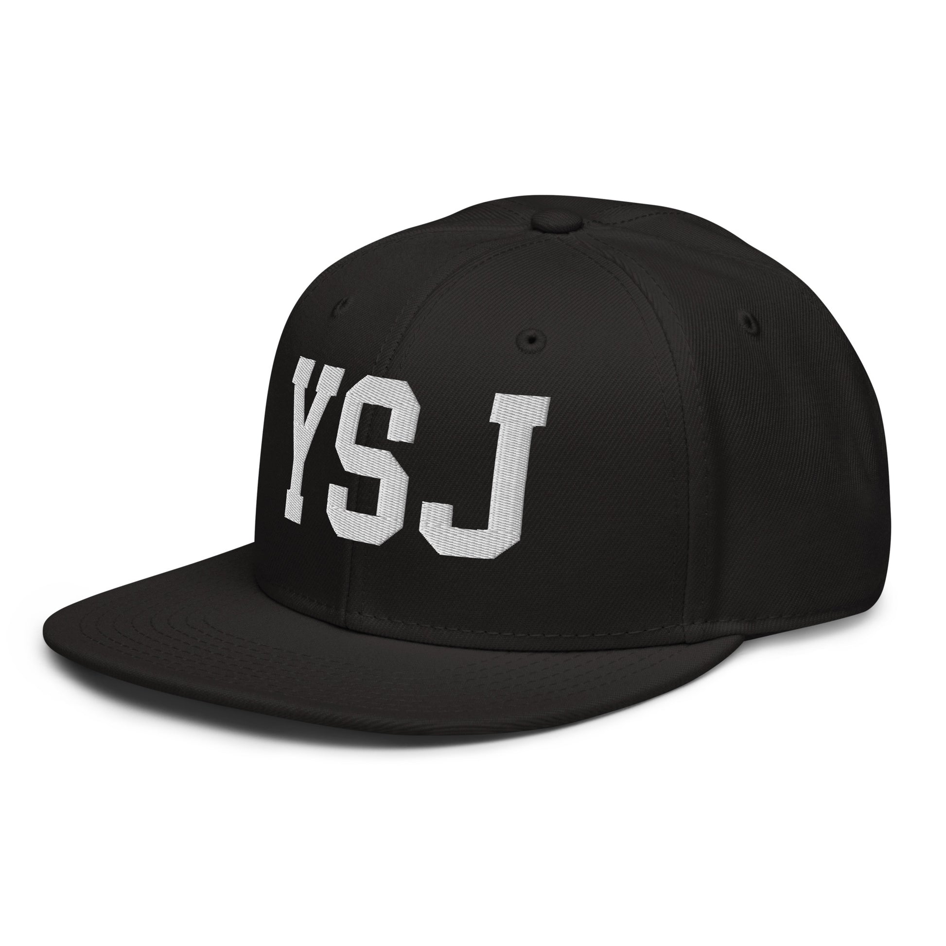 College-Style Wool-Blend Snapback Hat • White • YSJ Saint John • YHM Designs - Image 01