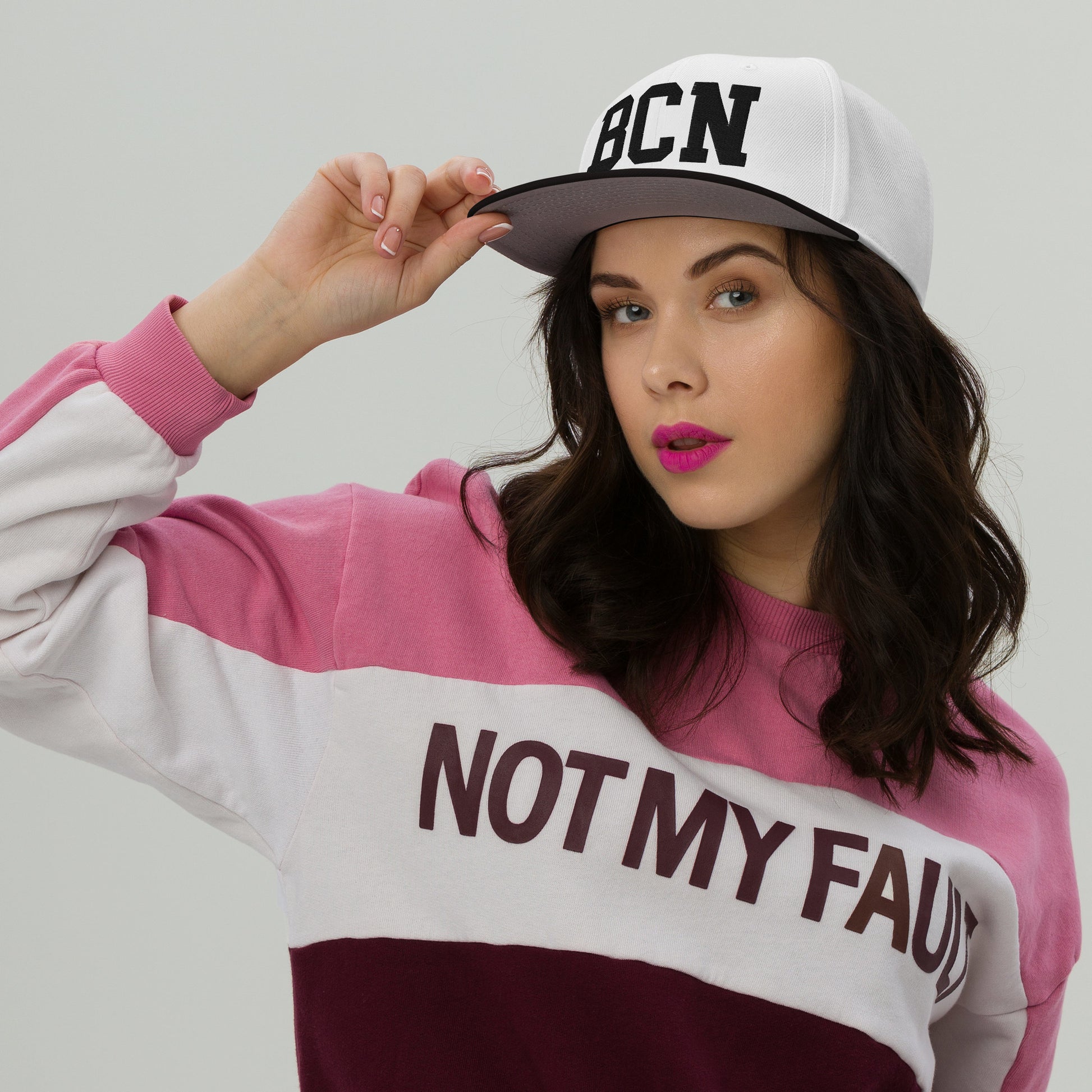 College-Style Wool-Blend Snapback Hat • Black • BCN Barcelona • YHM Designs - Image 05