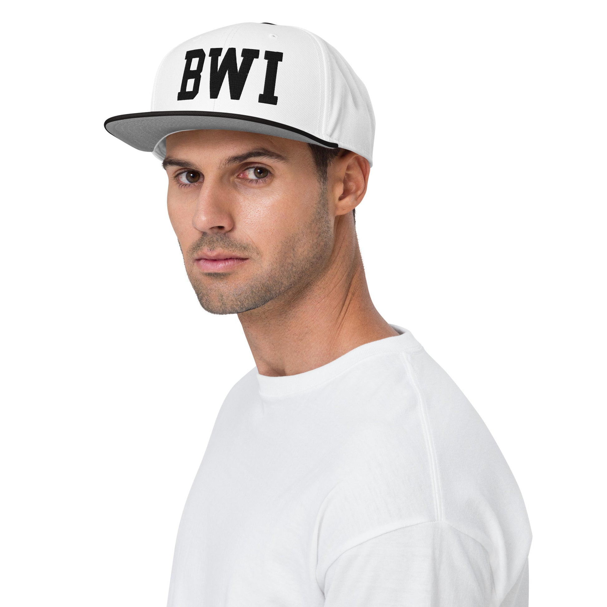College-Style Wool-Blend Snapback Hat • Black • BWI Baltimore • YHM Designs - Image 03