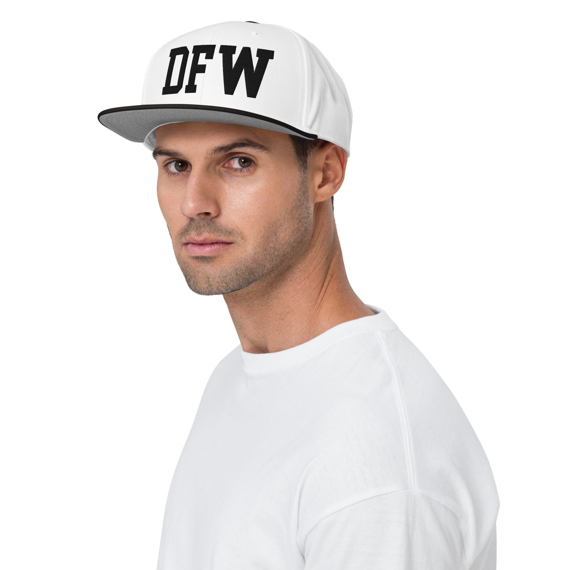 College-Style Wool-Blend Snapback Hat • Black • DFW Dallas • YHM Designs - Image 03