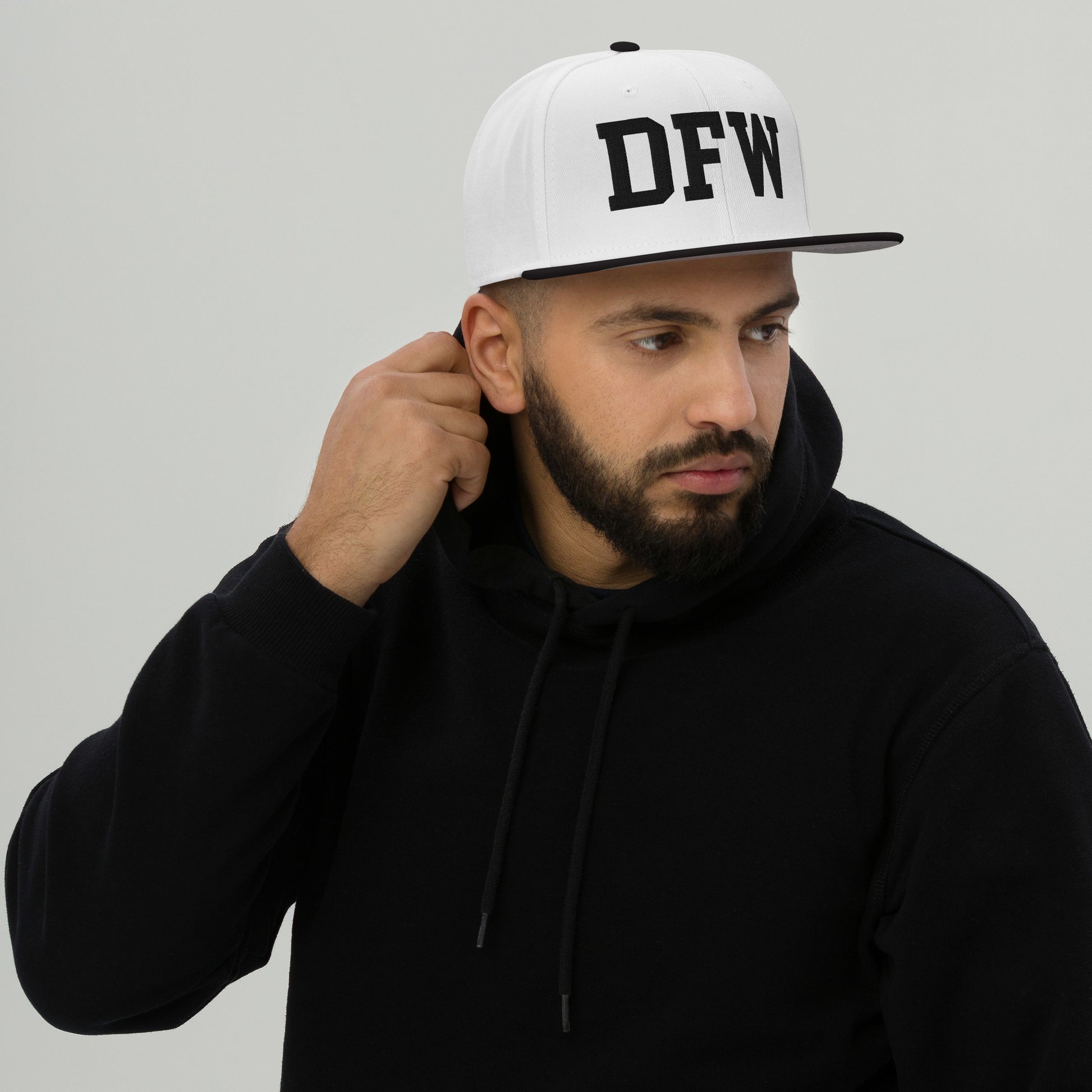 College-Style Wool-Blend Snapback Hat • Black • DFW Dallas • YHM Designs - Image 06