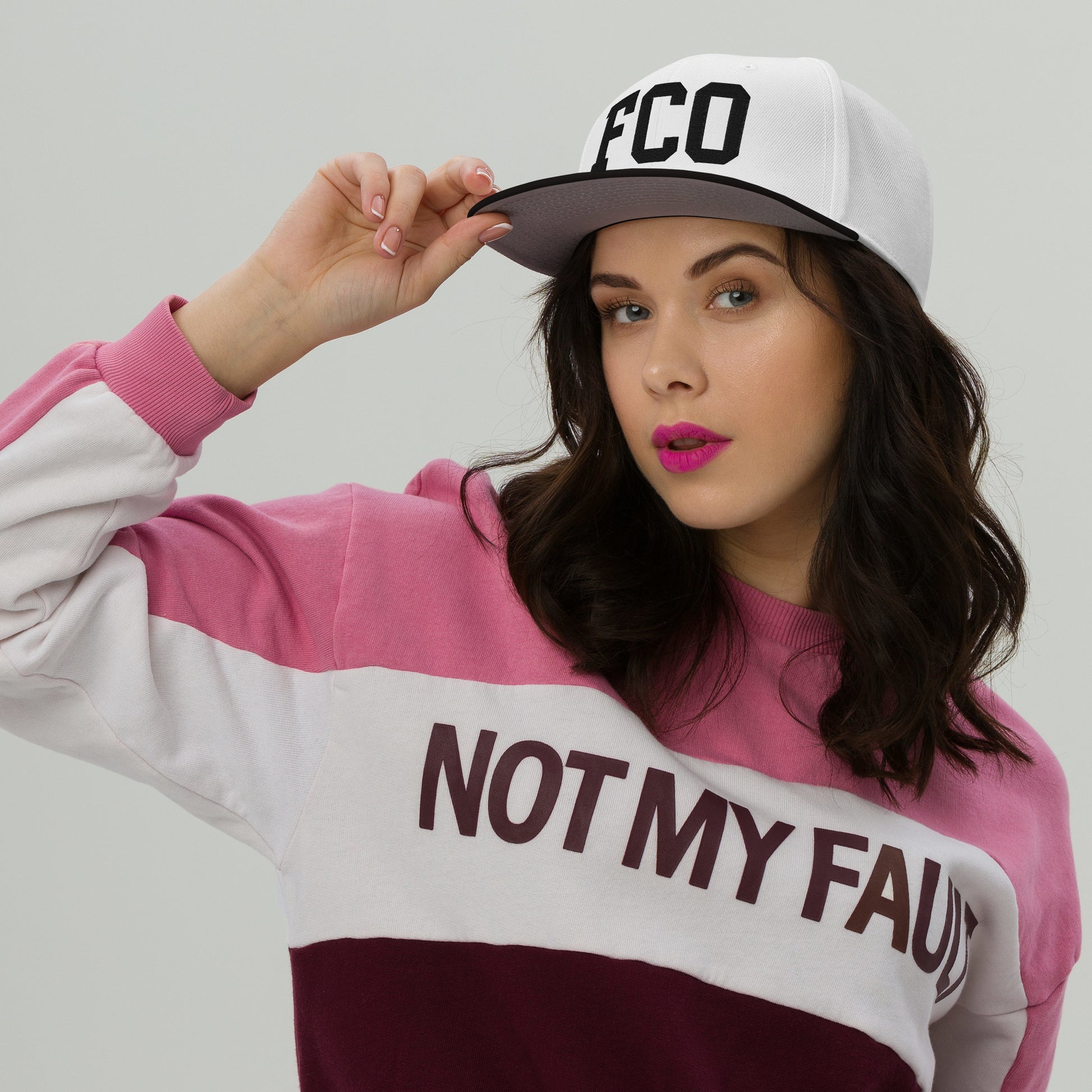 College-Style Wool-Blend Snapback Hat • Black • FCO Rome • YHM Designs - Image 05