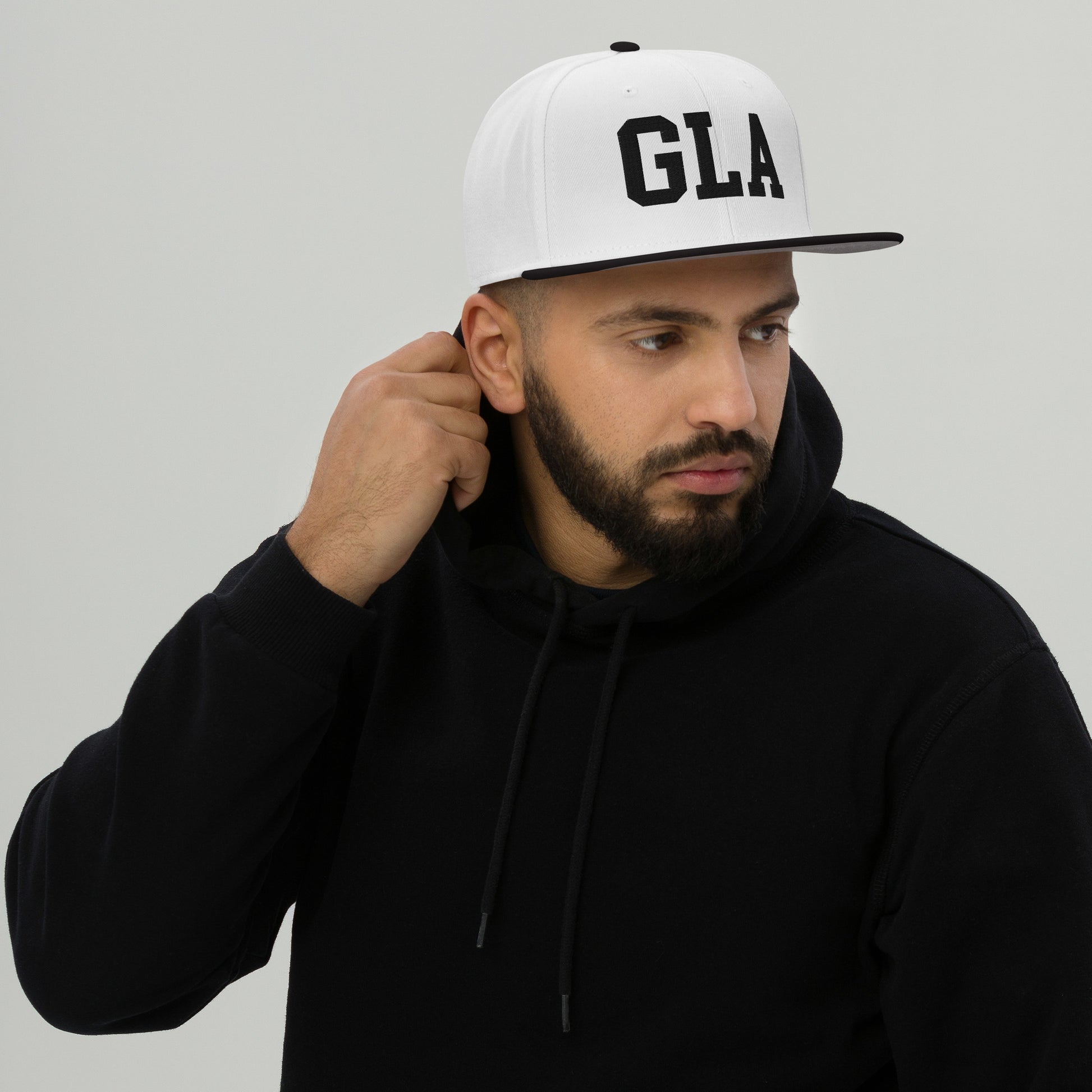 College-Style Wool-Blend Snapback Hat • Black • GLA Glasgow • YHM Designs - Image 06