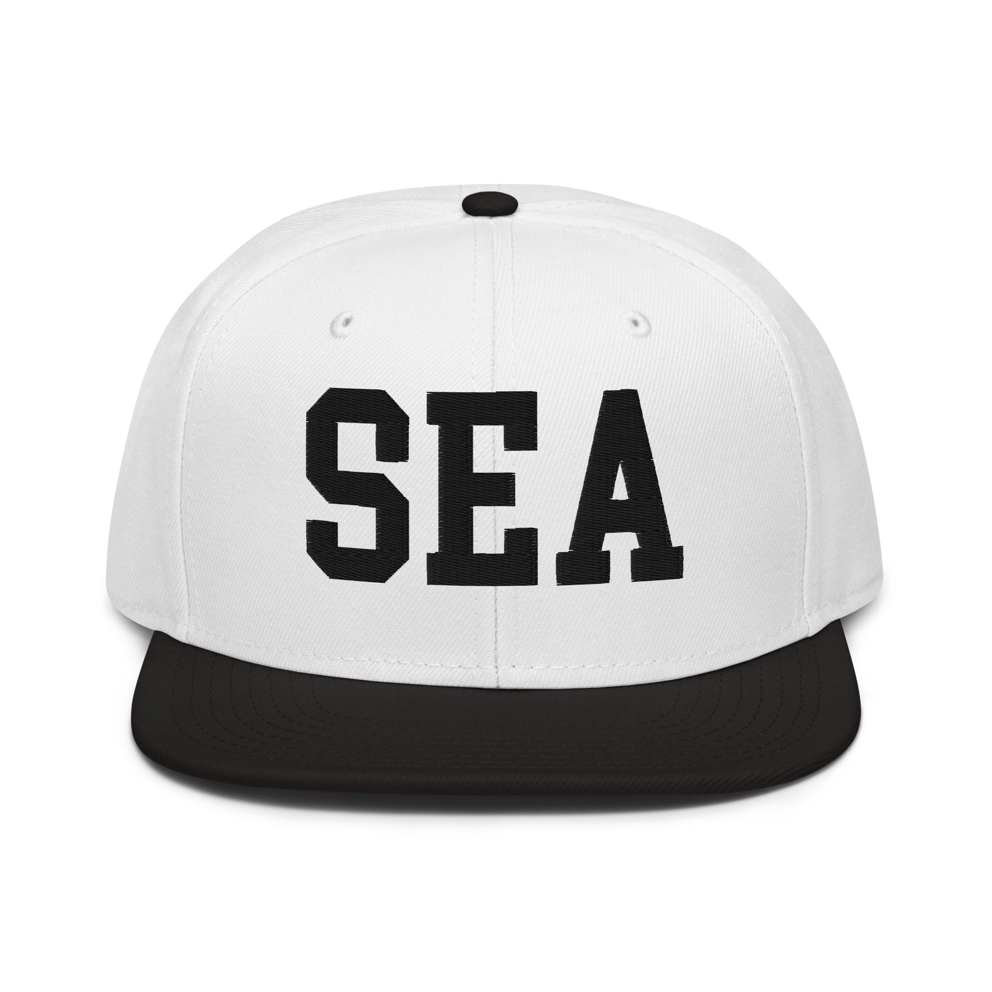 College-Style Wool-Blend Snapback Hat • Black • SEA Seattle • YHM Designs - Image 23