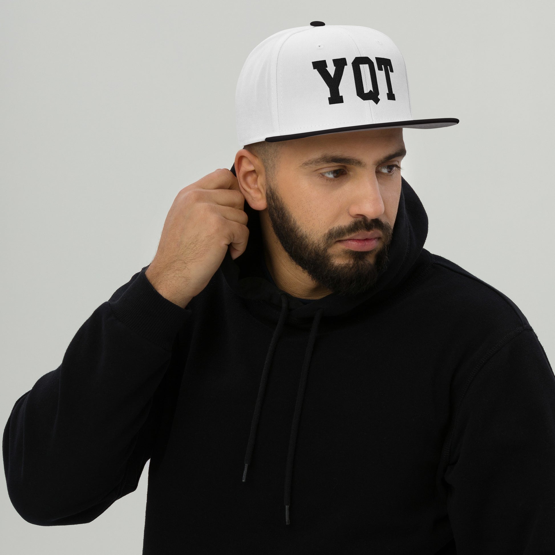 College-Style Wool-Blend Snapback Hat • Black • YQT Thunder Bay • YHM Designs - Image 06