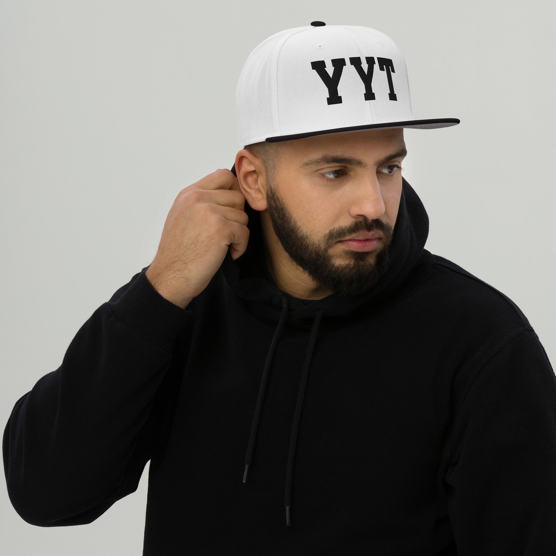 College-Style Wool-Blend Snapback Hat • Black • YYT St. John's • YHM Designs - Image 06