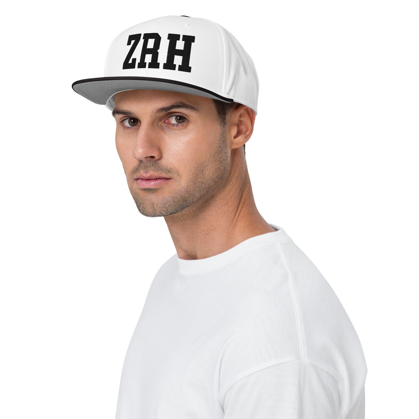 College-Style Wool-Blend Snapback Hat • Black • ZRH Zurich • YHM Designs - Image 03
