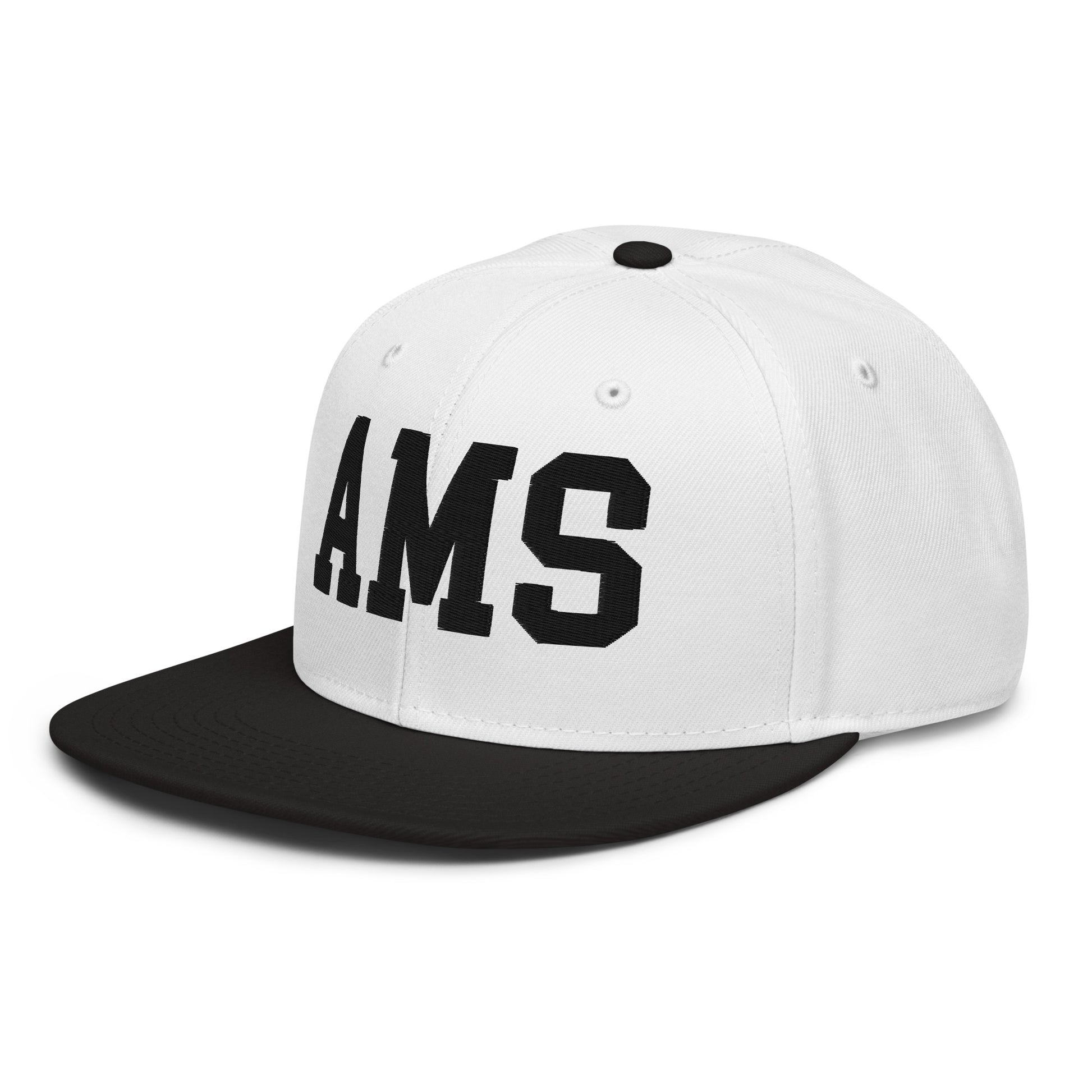 College-Style Wool-Blend Snapback Hat • Black • AMS Amsterdam • YHM Designs - Image 01
