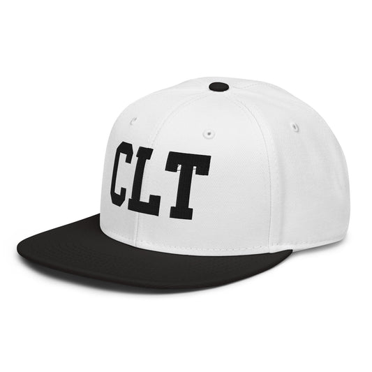 College-Style Wool-Blend Snapback Hat • Black • CLT Charlotte • YHM Designs - Image 01