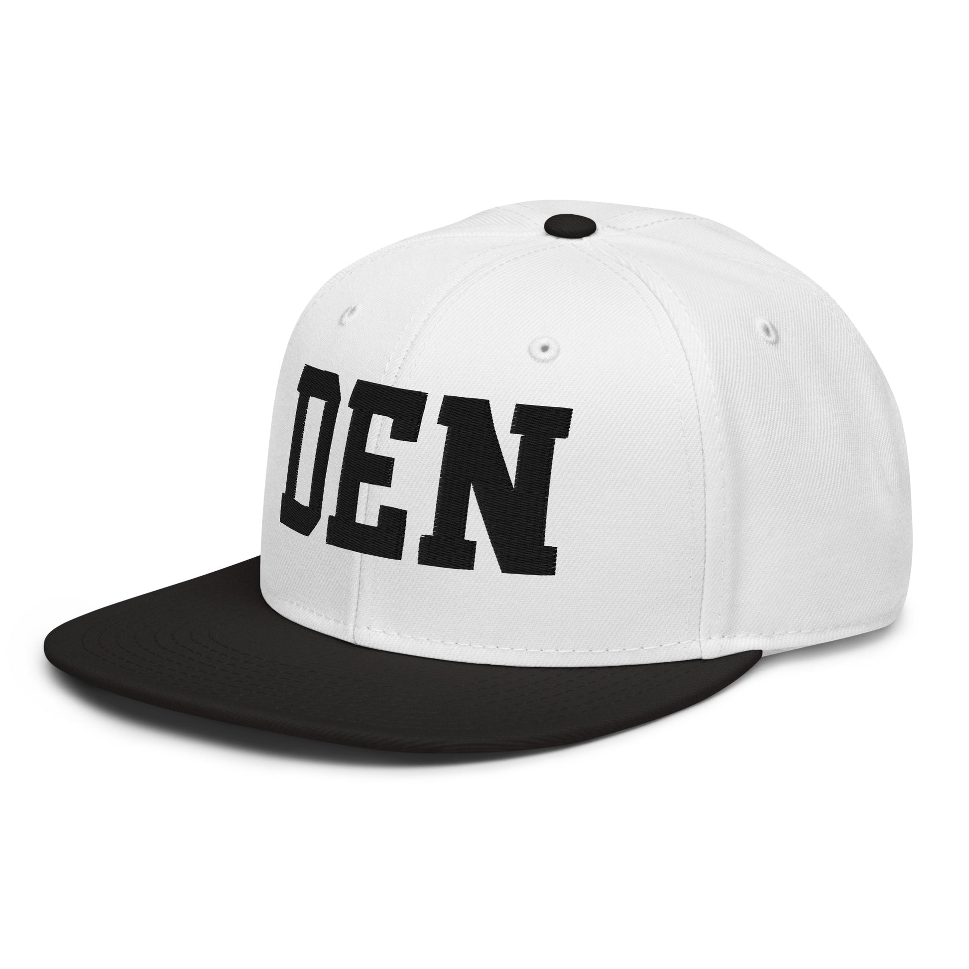 College-Style Wool-Blend Snapback Hat • Black • DEN Denver • YHM Designs - Image 01