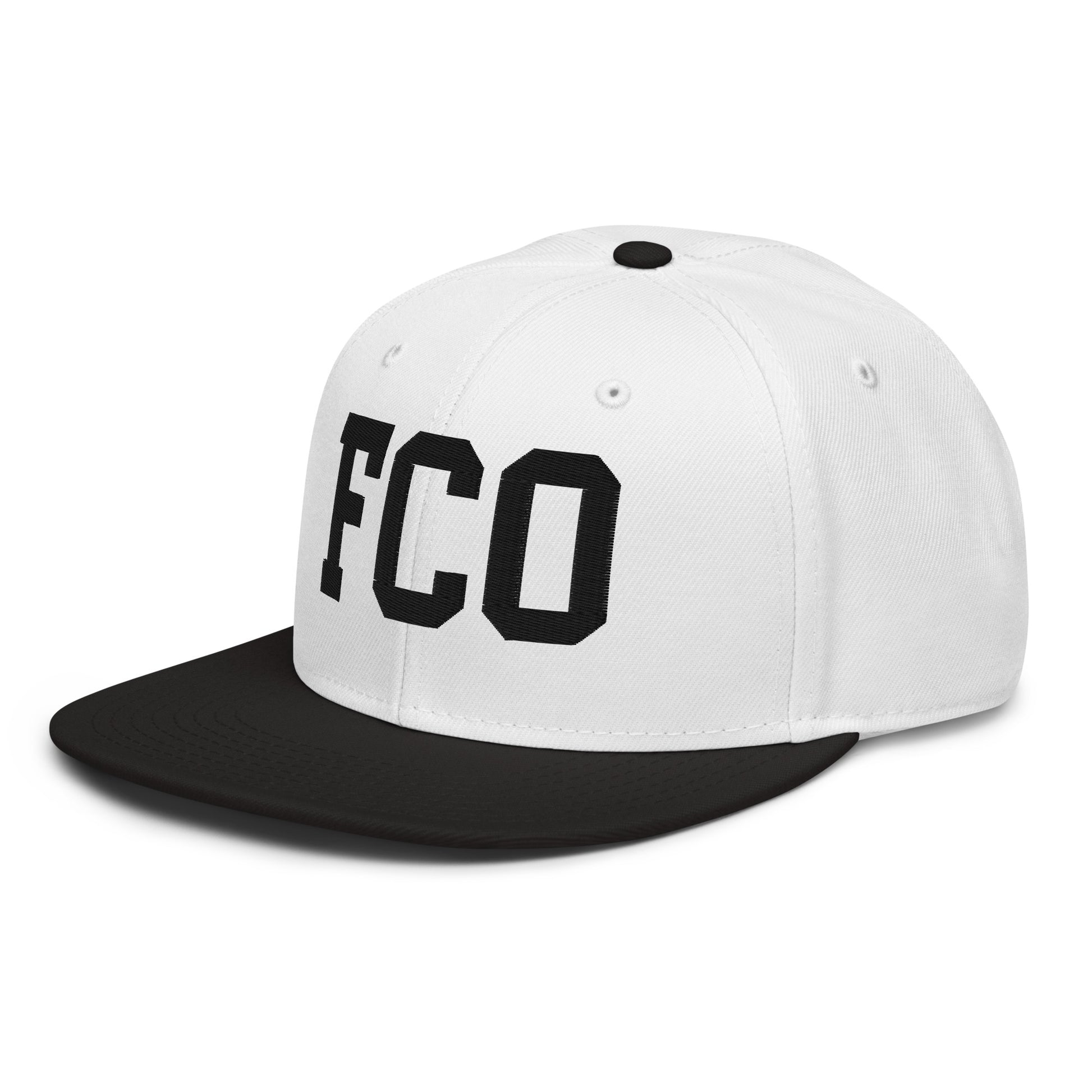 College-Style Wool-Blend Snapback Hat • Black • FCO Rome • YHM Designs - Image 01