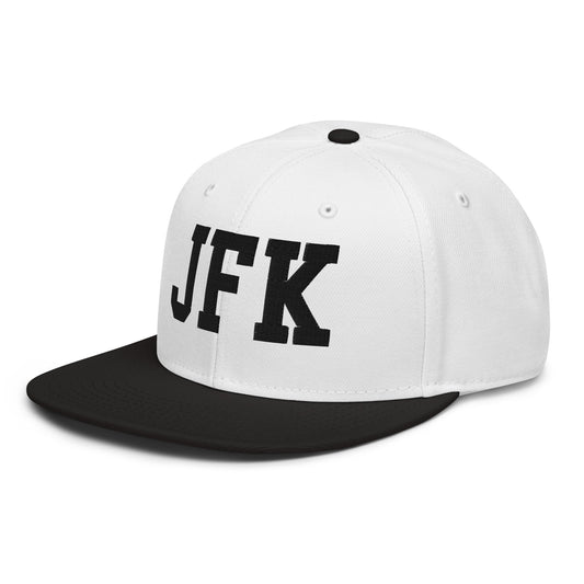 College-Style Wool-Blend Snapback Hat • Black • JFK New York City • YHM Designs - Image 01