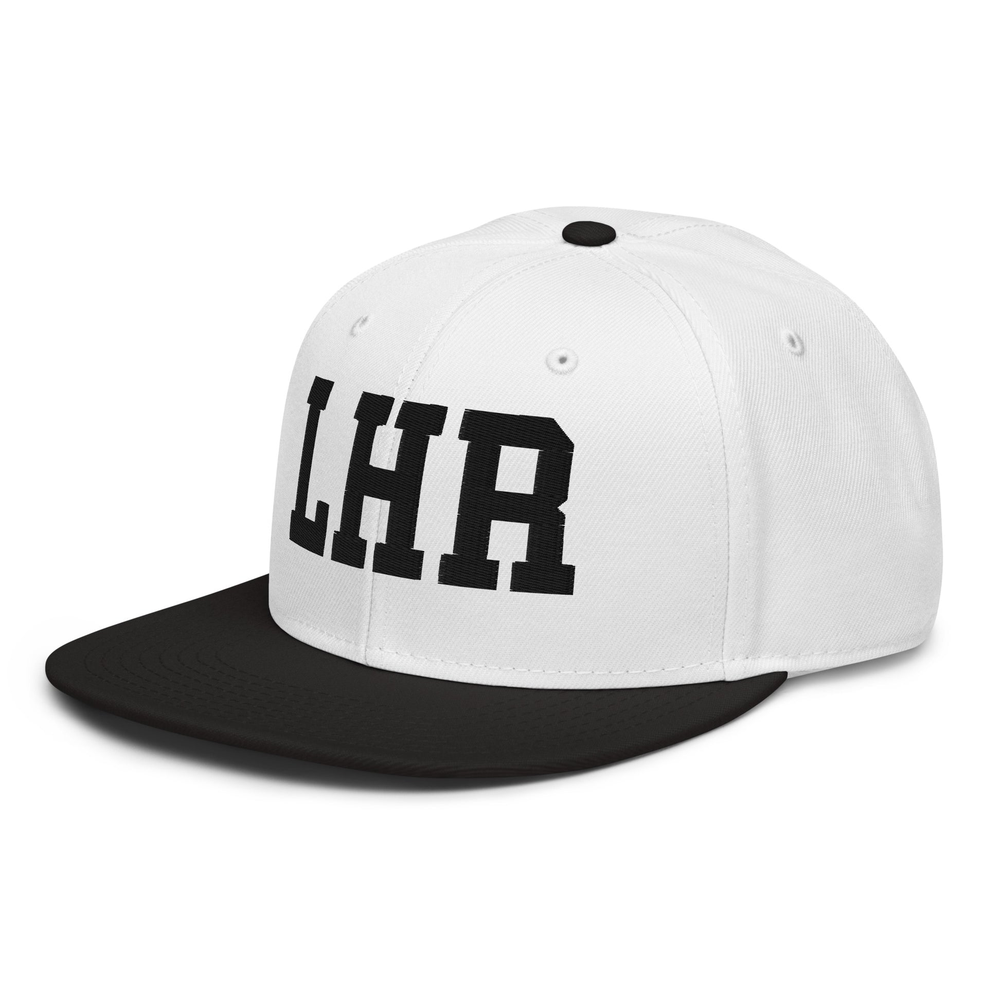 College-Style Wool-Blend Snapback Hat • Black • LHR London • YHM Designs - Image 01