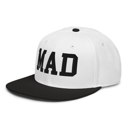 College-Style Wool-Blend Snapback Hat • Black • MAD Madrid • YHM Designs - Image 01