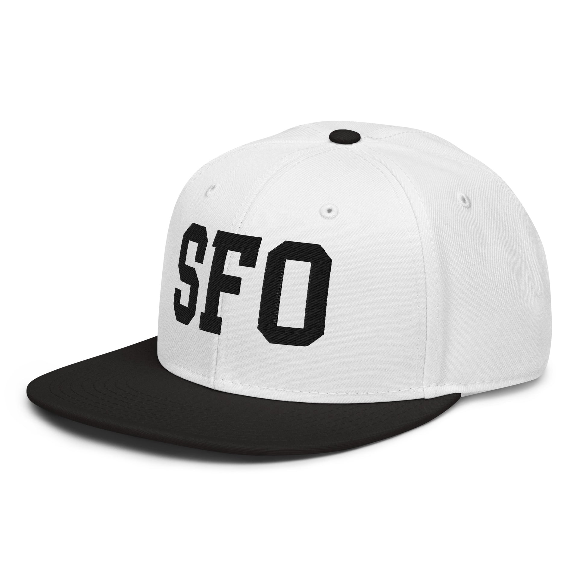 College-Style Wool-Blend Snapback Hat • Black • SFO San Francisco • YHM Designs - Image 01