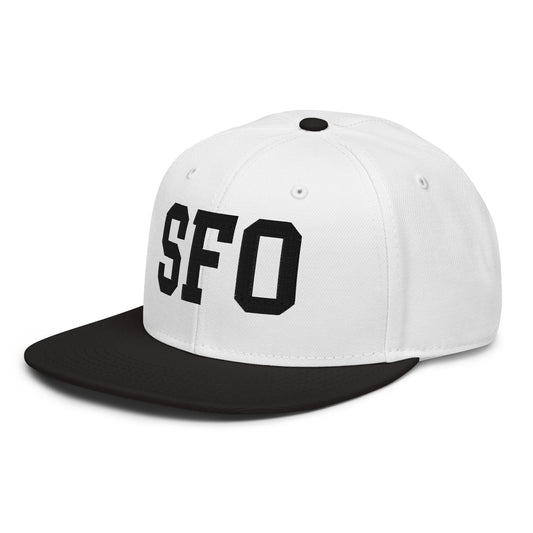 College-Style Wool-Blend Snapback Hat • Black • SFO San Francisco • YHM Designs - Image 01