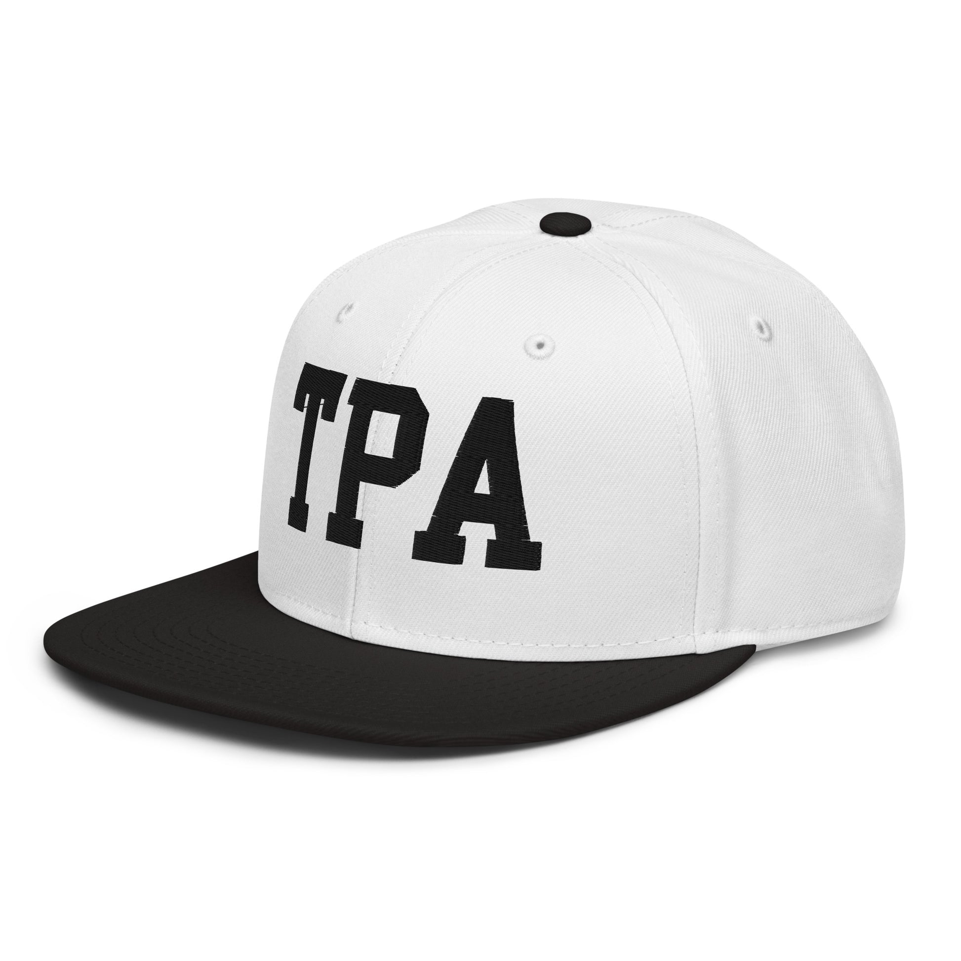 College-Style Wool-Blend Snapback Hat • Black • TPA Tampa • YHM Designs - Image 01