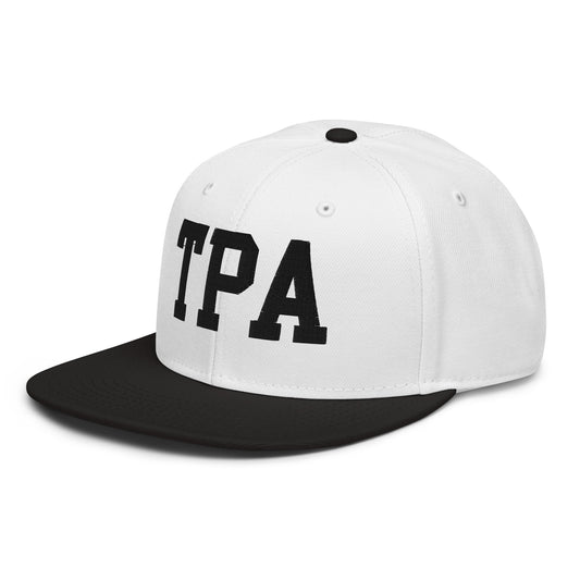 College-Style Wool-Blend Snapback Hat • Black • TPA Tampa • YHM Designs - Image 01