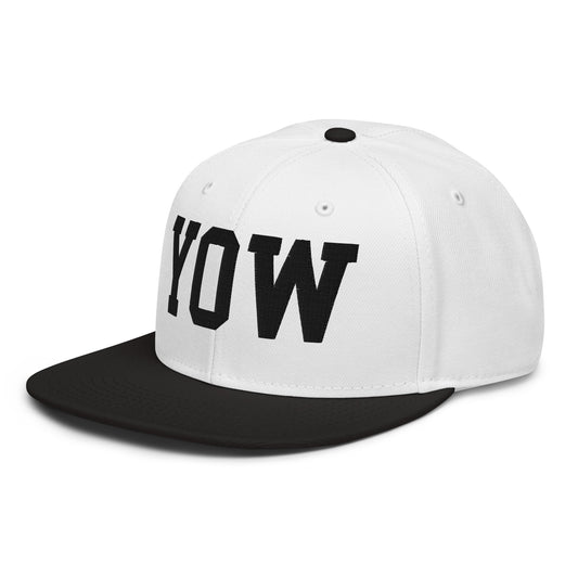 College-Style Wool-Blend Snapback Hat • Black • YOW Ottawa • YHM Designs - Image 01