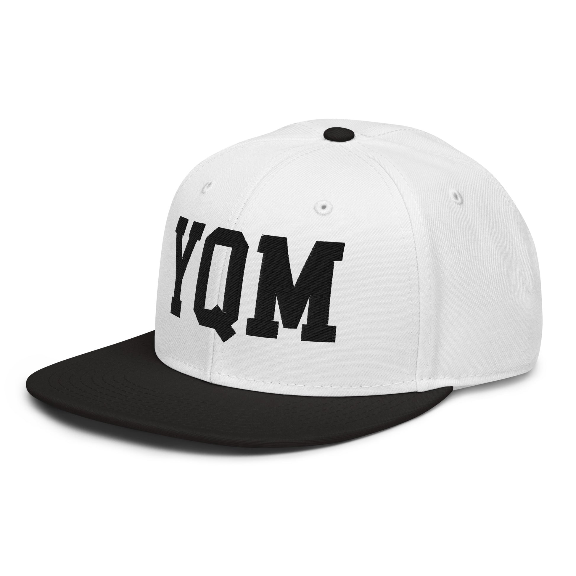 College-Style Wool-Blend Snapback Hat • Black • YQM Moncton • YHM Designs - Image 01